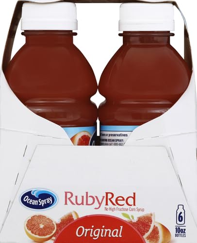 Ocean Spray Ruby Red Grapefruit Juice Drink - 10 Fl Oz Bottles (6 Pack) | Refreshing Citrus Beverage for Breakfast, Lunch or Healthy Snacking