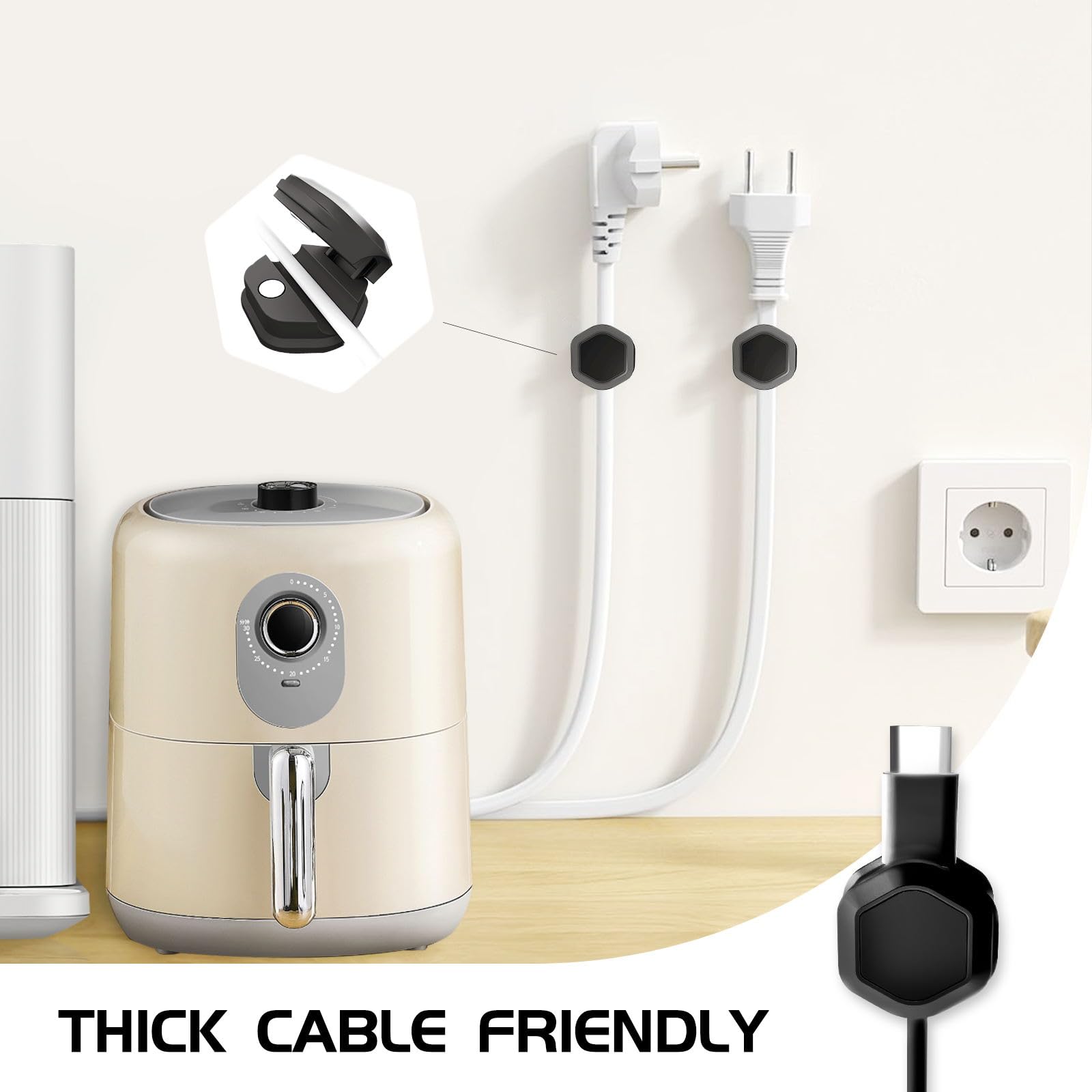 **Magnetic Cable Clips - Self-Adhesive Cord Holder & Organizer - Adjustable Wire Keeper for Desk, Nightstand, Phone Charger, Computer - Home, Office, Car Use (Black, 12 Pack) - Perfect for Tidy Workspaces & Cable Management**