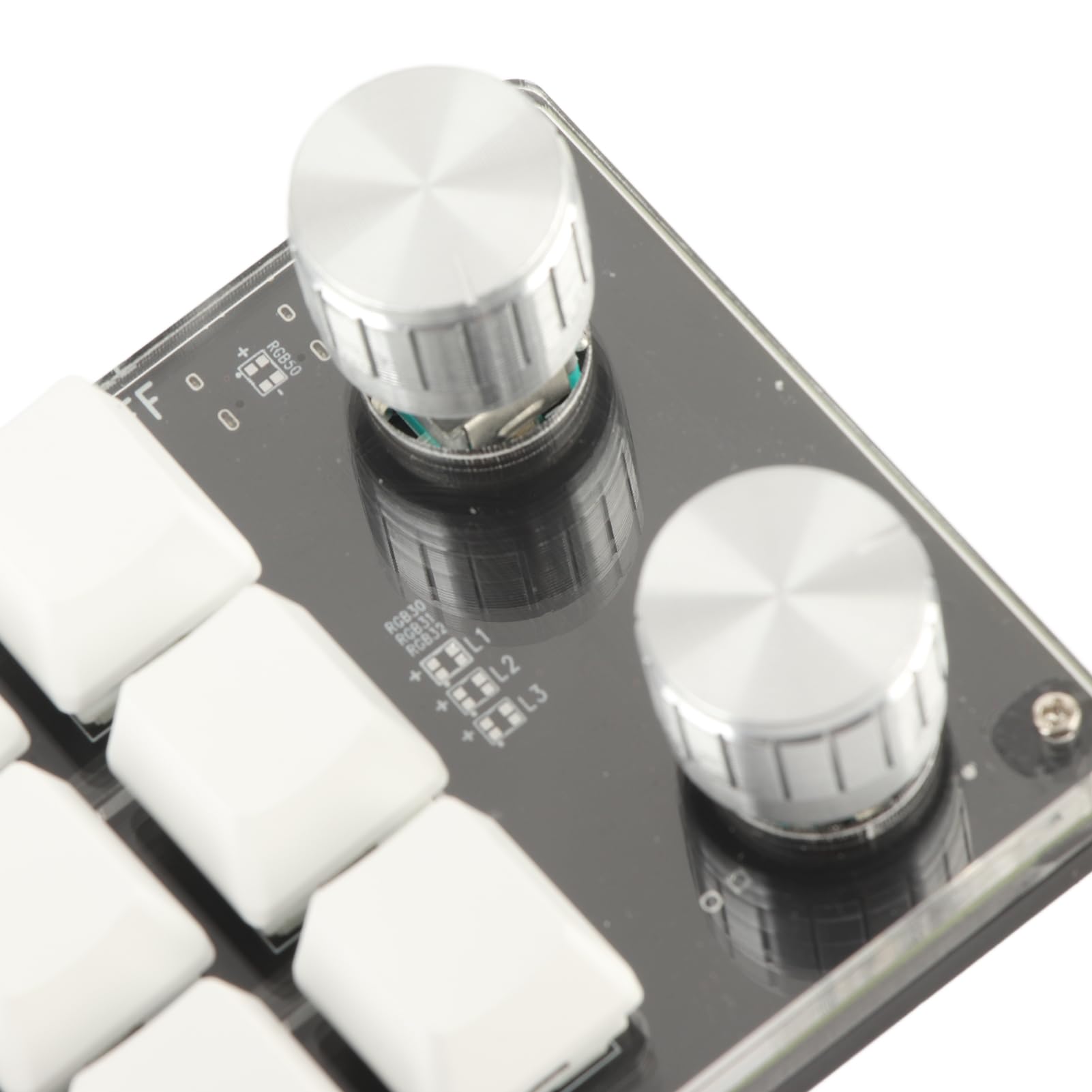 One-Handed Macro Keyboard - 12 Key Programmable USB Keypad with Knob for Office & Gaming (Black/White)