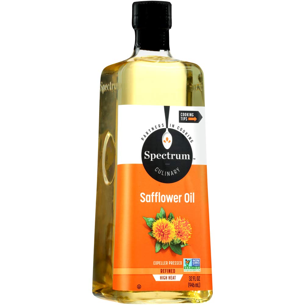 Spectrum Culinary High Oleic Safflower Oil - Refined Cooking Oil, 32 Oz (Pack of 12) - Perfect for Frying, Baking & Heart-Healthy Recipes