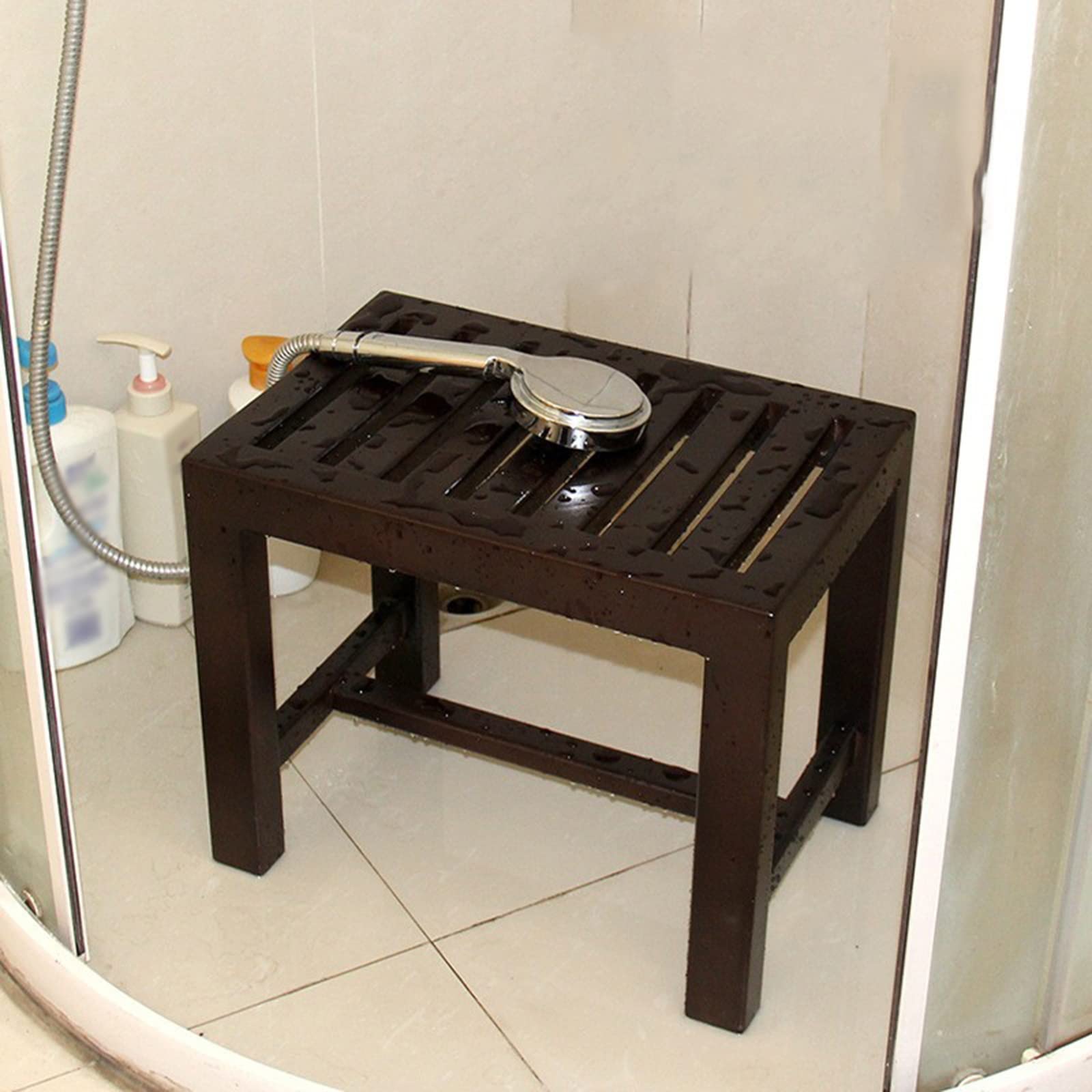 Non-Slip Wooden Shower Bench - 44x33x44.5cm Bathroom Stool for Adults, Spa Bathtub Chair, Durable Shoe Changing Stool for Living Room, Bedroom & Kitchen - Perfect for Relaxing Baths and Home Organization