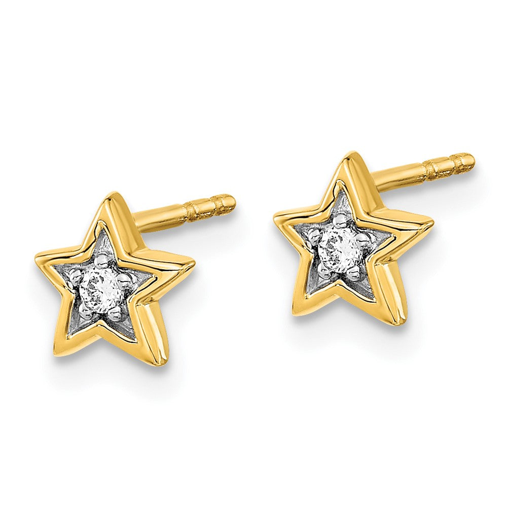 14K Gold Diamond Star Stud Earrings for Women - Model EM5510 005 YA - Perfect for Everyday Wear, Parties & Special Occasions