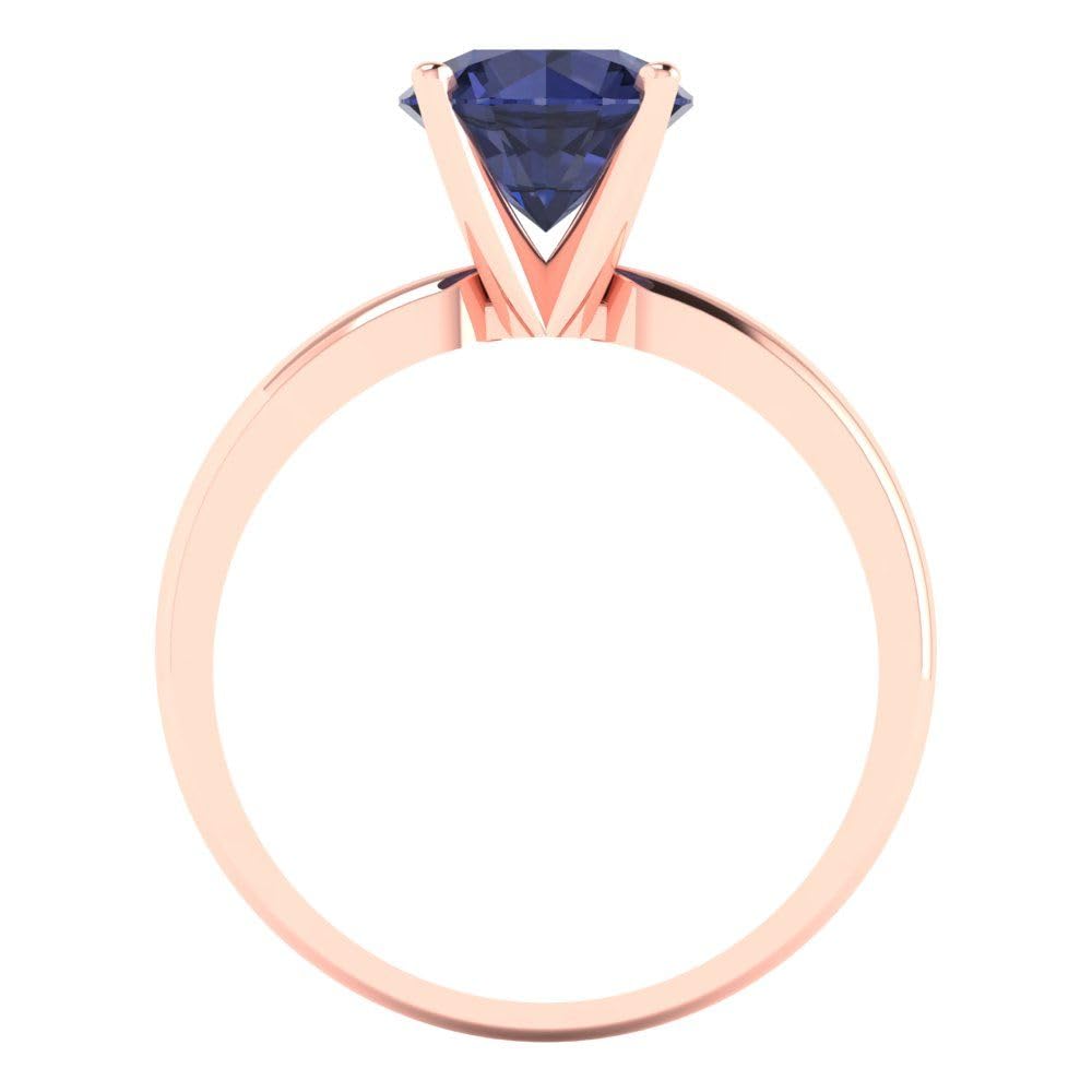 1.50ct Round Cut VVS1 Blue Sapphire Solitaire Engagement Ring in 14K Rose Gold - Wedding, Bridal, Anniversary Jewelry Gift for Her - Perfect for Proposals, Valentine's Day & Special Occasions