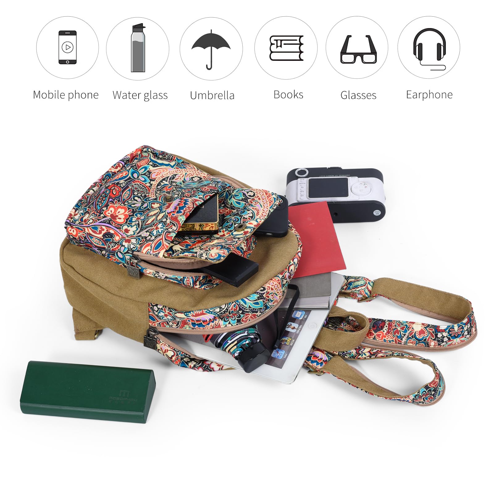 Premium Black Butterfly Women's Backpack - Stylish Crossbody Sling Bag for Travel, Hiking & Daily Use | Comfortable Chest Daypack (Khaki) | Perfect for Commuting, Outdoor Adventures & College Campus