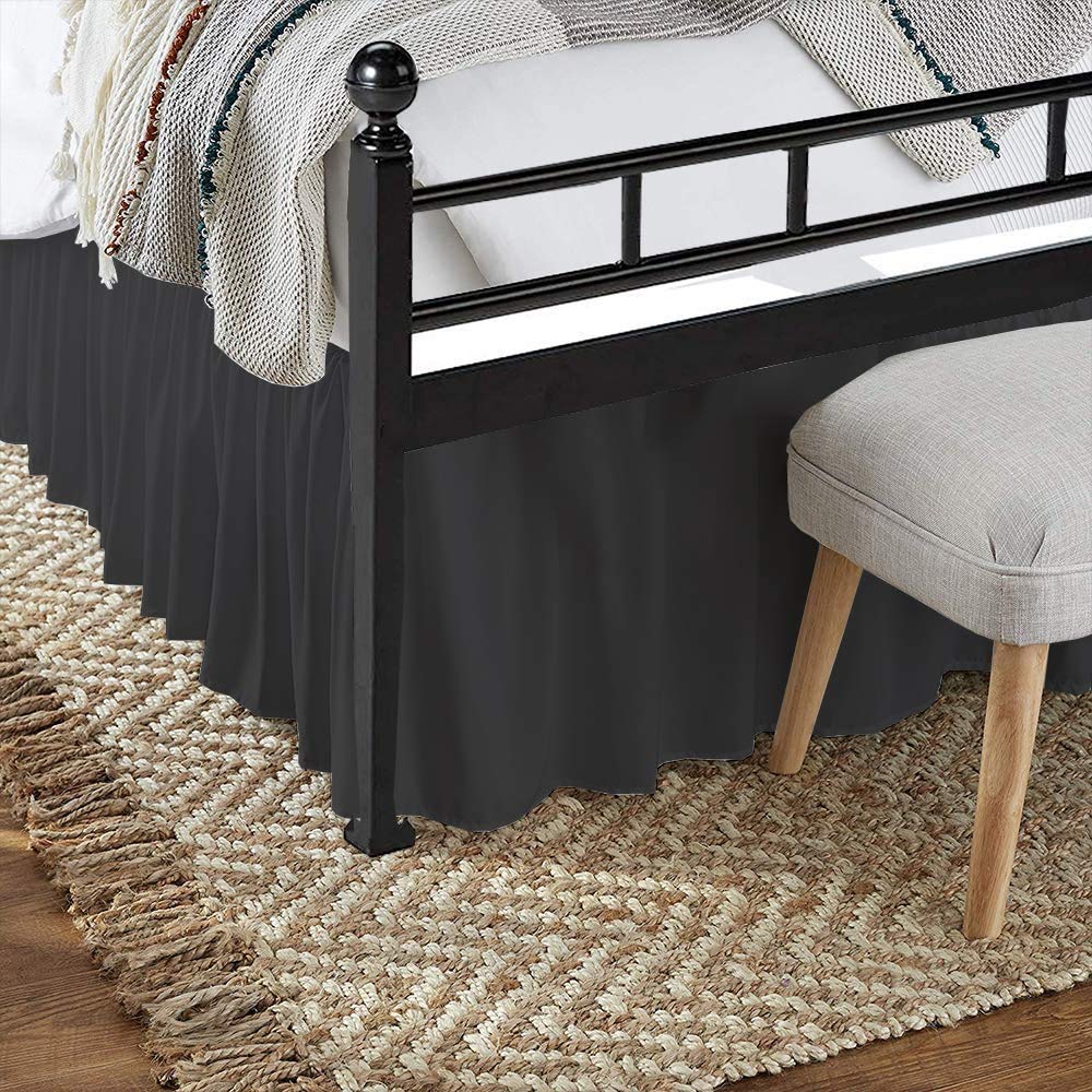 Premium 100% Microfiber Dust Ruffle Bed Skirt - Split Corner Design, Soft & Wrinkle-Free with 21