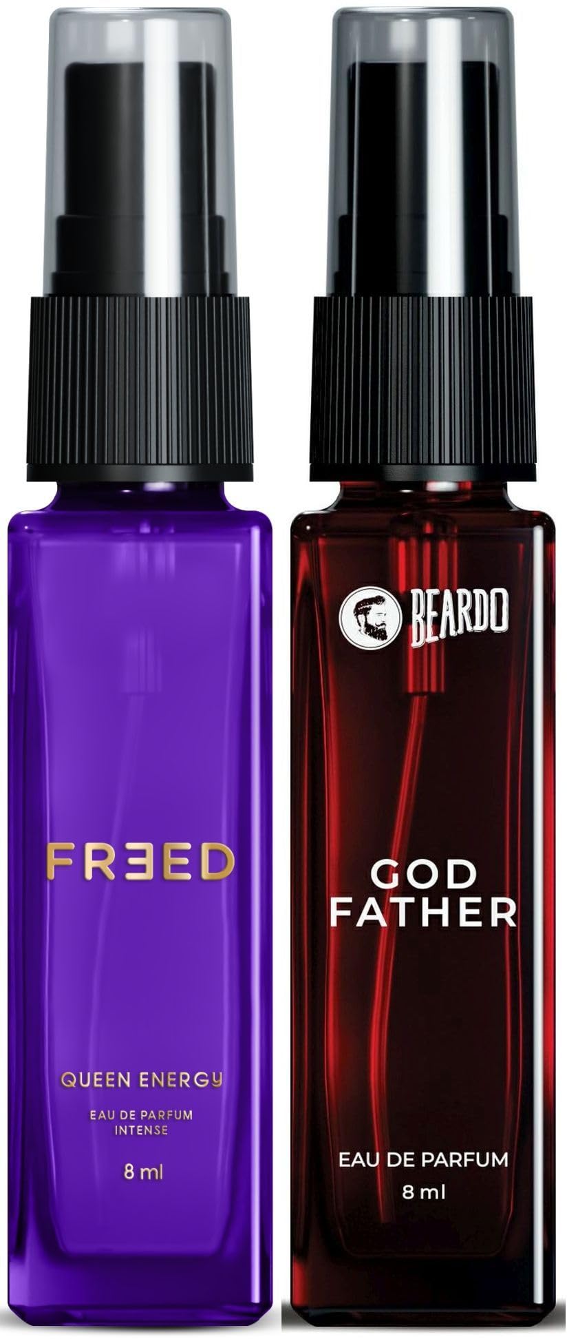 Beardo Godfather Cologne for Men & Freed Queen Energy Perfume for Women (8ml x 2 Pack) - Long Lasting Fragrance Set for Couples | Romantic Date Night Scent | Perfect Christmas Gift for Him & Her | Best Friend Gift Idea | Elegant Present for Special Occasions | Dinner Date, Anniversary & Valentine's Day Fragrance