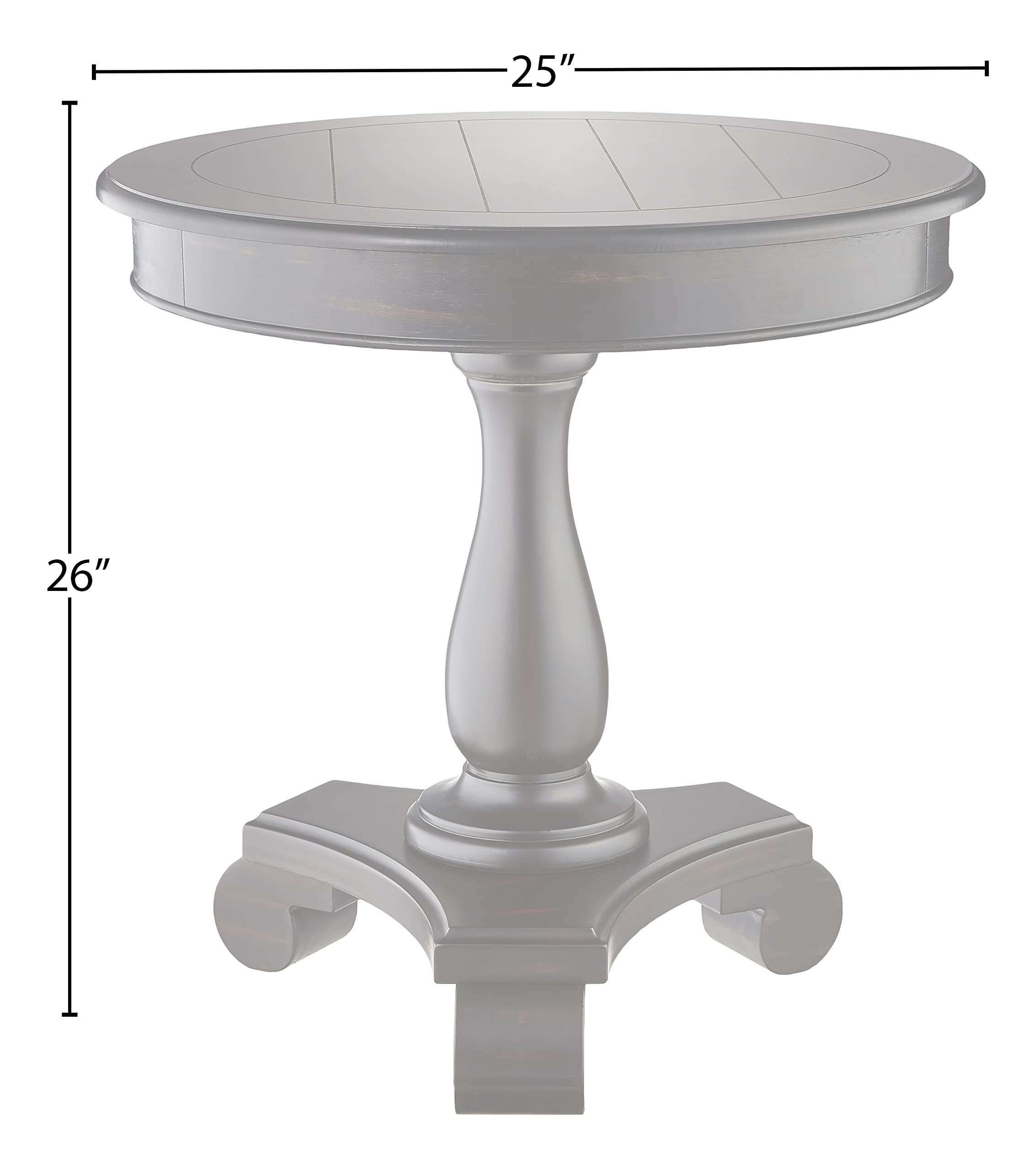 Roundhill Furniture Rene Round Wood Pedestal Side Table - Black Wooden End Table for Living Room, Bedroom & Office Decor