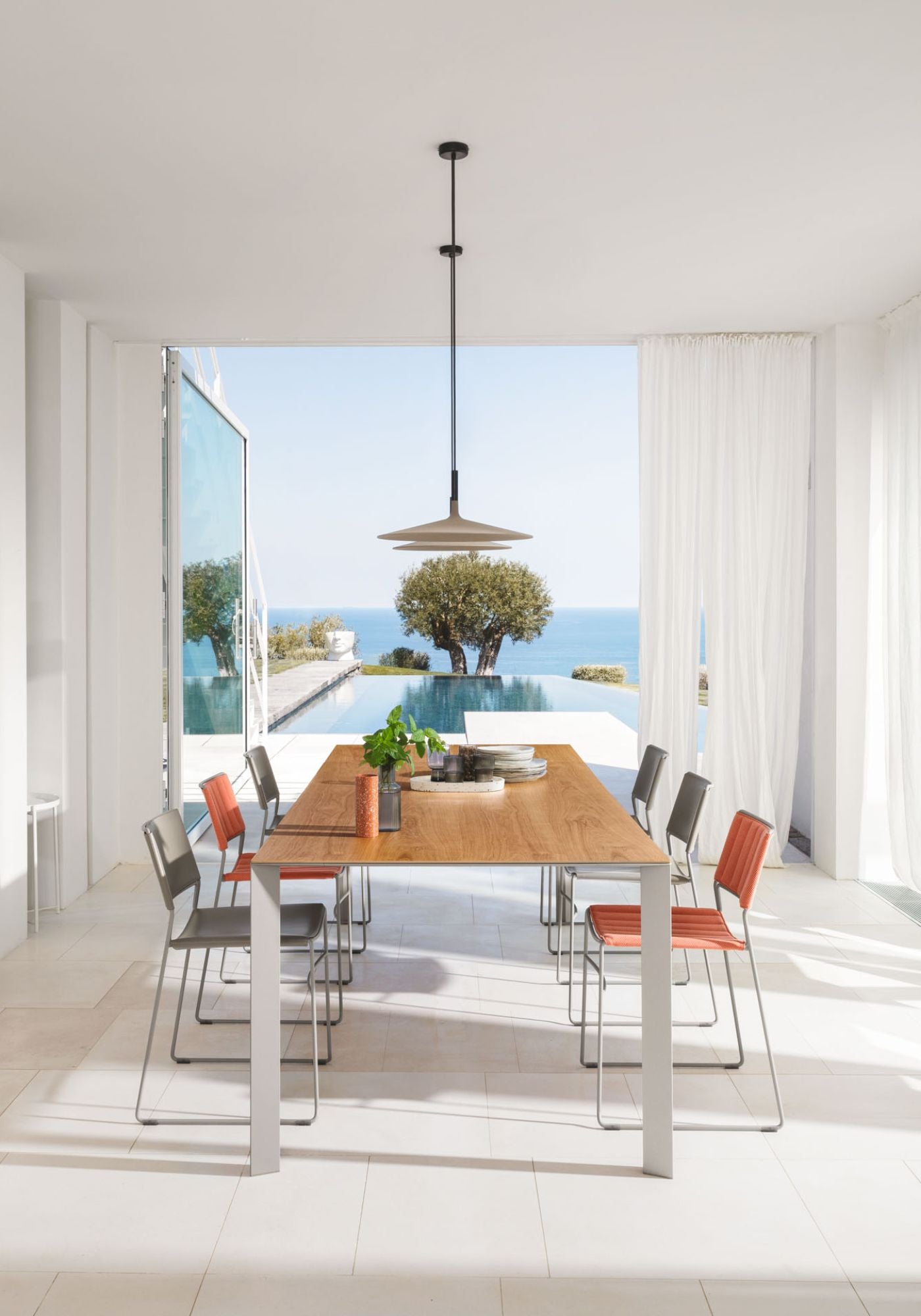 Midj Akashi Solid Wood Dining Table - 6 Seater Fixed Length Modern Kitchen Table for Family Gatherings & Dinner Parties