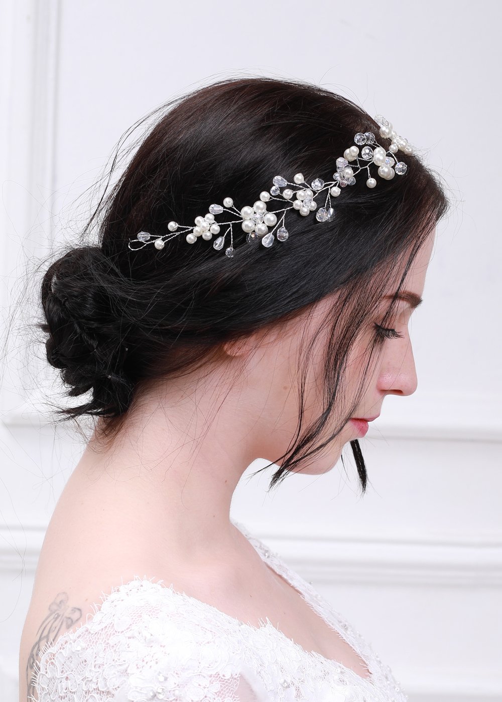 Kercisbeauty Crystal Wedding Tiara Hair Vine - Elegant Bridal Hair Accessory with Long Rhinestones for Bride, Bridesmaids, Prom, Pageant and Special Occasions