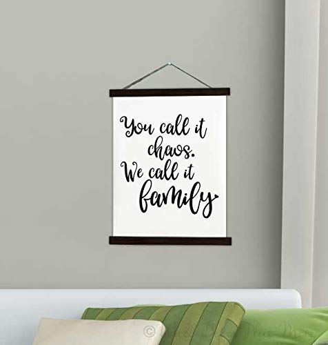 Large 19x24-Inch Black Wood & Canvas Wall Art - Family Kitchen Decor, Chaos We Call It - Perfect for Dining Room, Living Room & Home Office Wall Hanging
