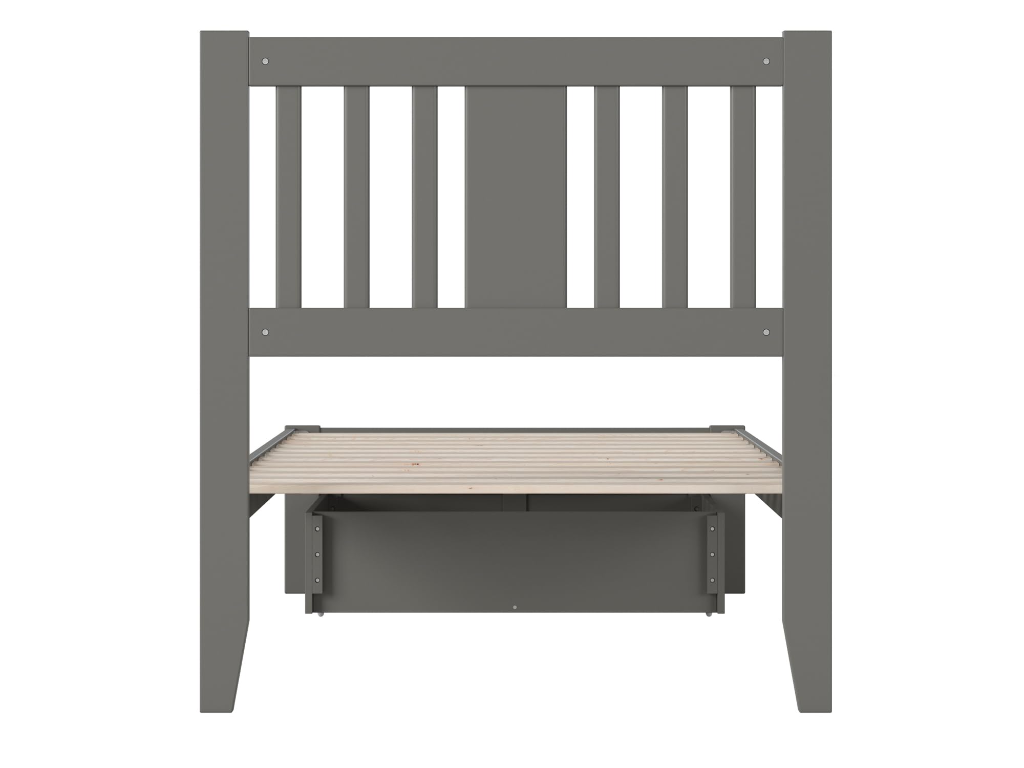 AFI Tahoe Twin Size Platform Bed Frame with Storage Drawer & USB Charging Station - Grey Wooden Bed for Kids, Teens & Small Spaces | Perfect for Bedrooms, Dorms & Apartments