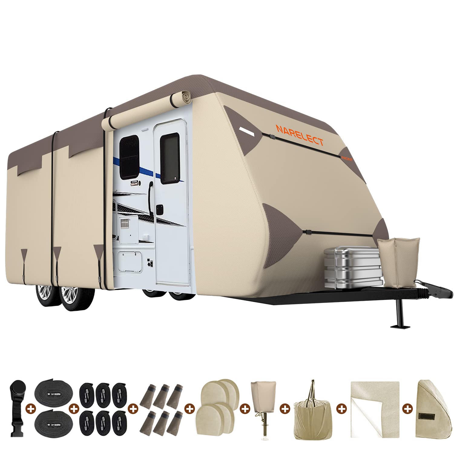 RV Cover - Heavy Duty 7-Layer Windproof Trailer Cover for 27-30ft - UV Protection, Toy Hauler & Tire/Gutter Guard - Perfect for Outdoor Storage & Travel Protection