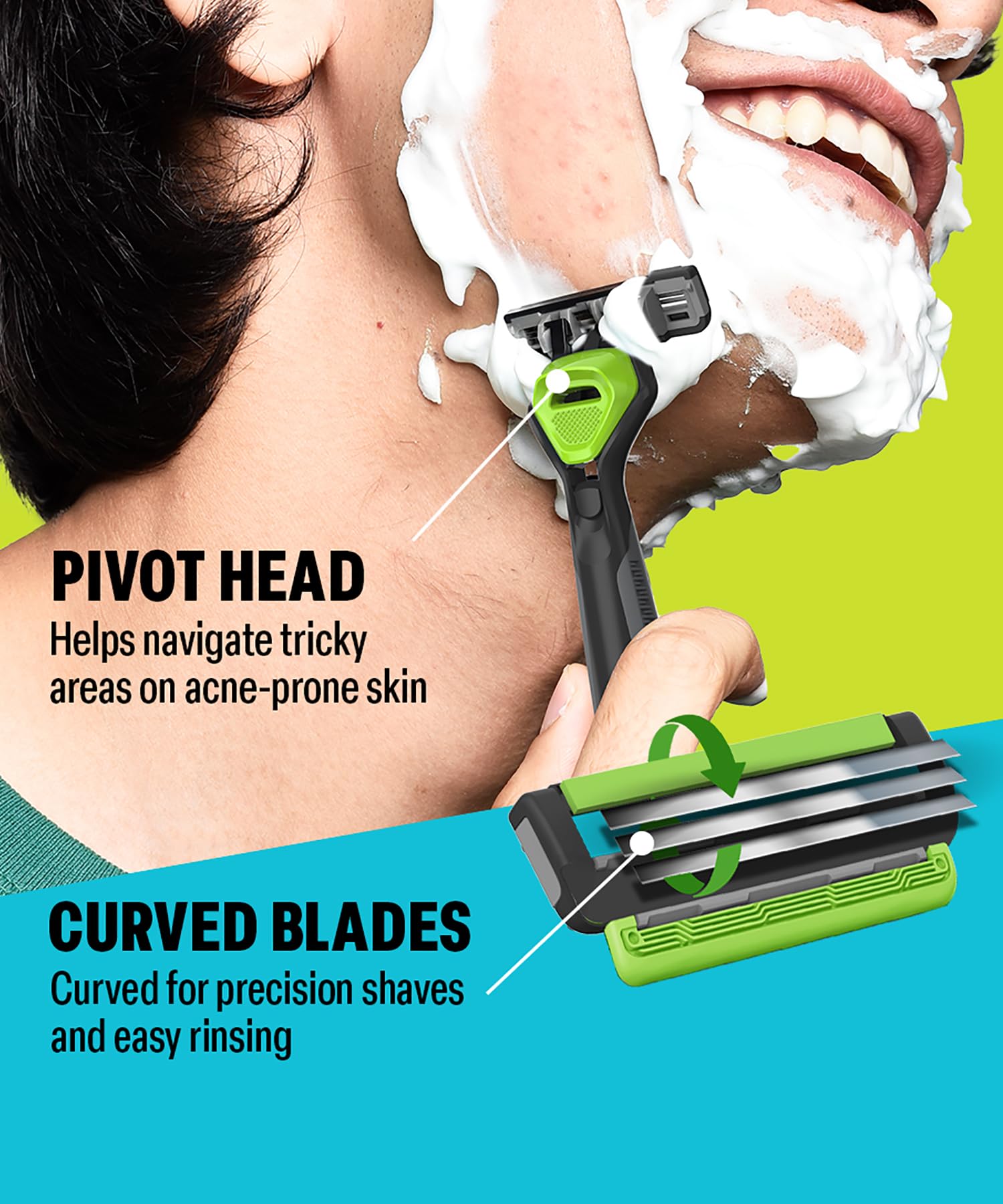 Bombay Shaving Company Sensi Smart 3 Razor Value Pack for Men - Handle + 3 Blade Cartridges with Aloe Gel & Argan Oil Lubrication - Pivot Head for Smooth Shaving - Perfect for Travel & Daily Grooming Routine