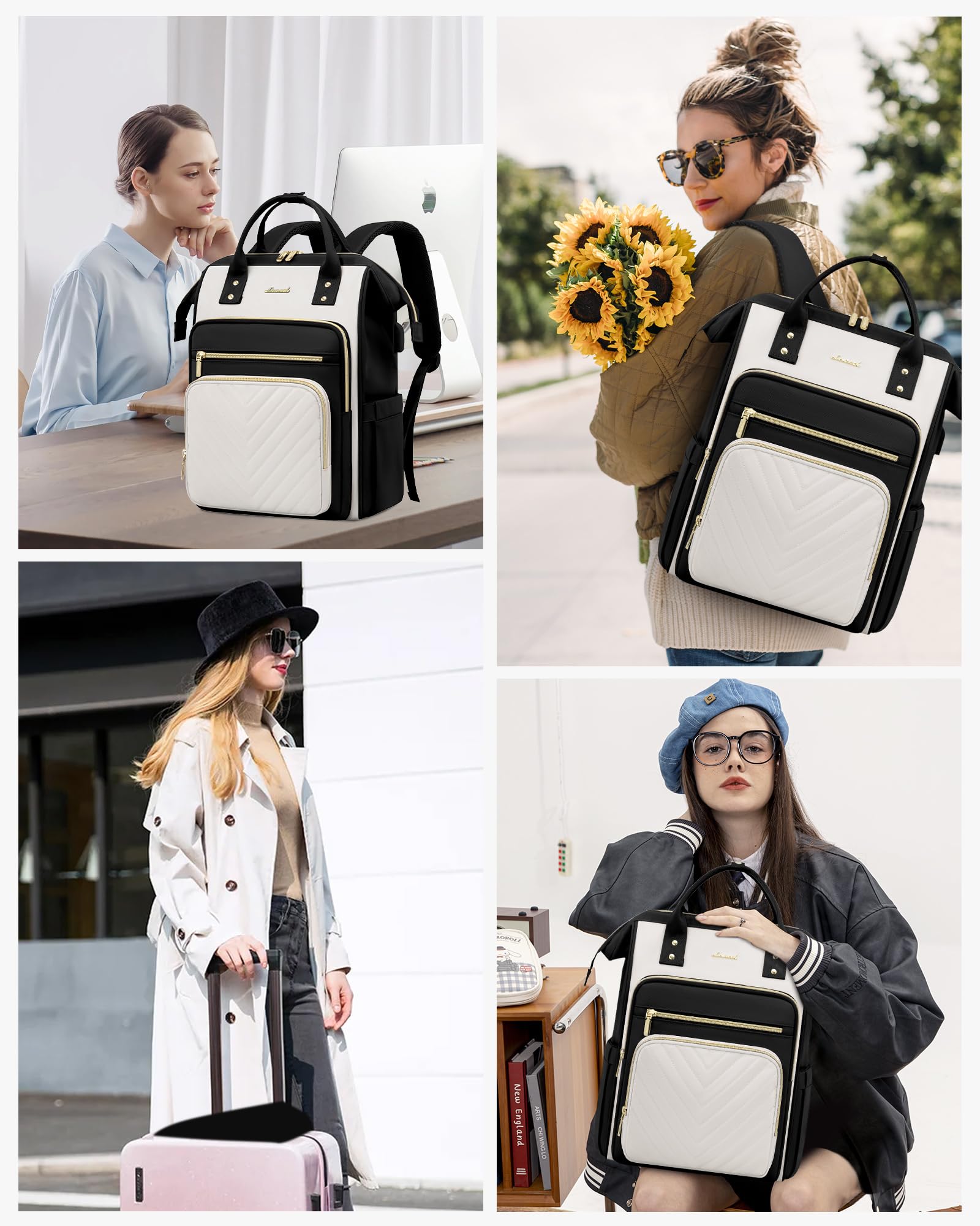 LOVEVOOK 15.6 Inch Laptop Backpack for Women - USB Charging Port, Waterproof Travel & Work Backpack with Large Capacity - Perfect for Nurses, Teachers, Business Professionals & Daily Commute