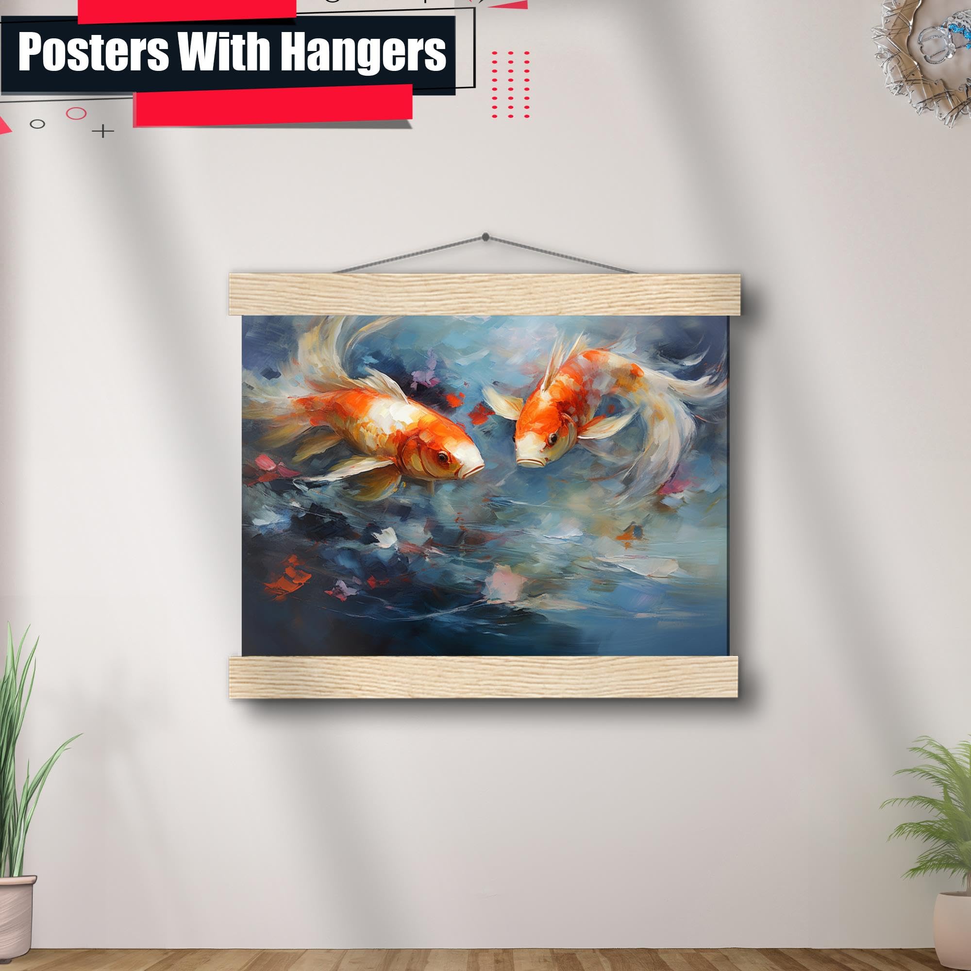 Japanese Koi Fish Art Print - Zen Wall Decor for Home & Kitchen | Koi Pond Poster, Asian Inspired Wall Art for Living Room, Bedroom & Office Decor
