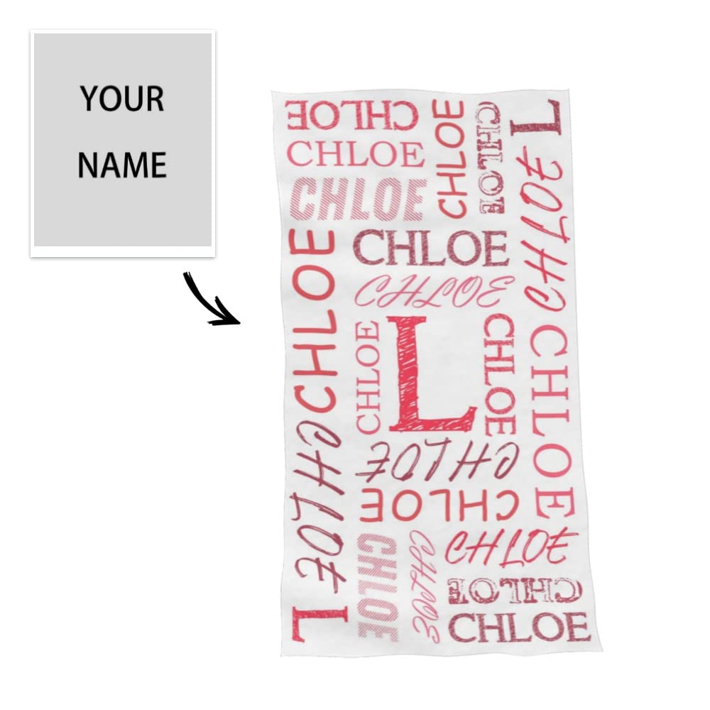 Custom Name Beach Towel 30x60 Inches - Personalized Towel for Kids, Girls & Boys - Soft Bath & Swim Towel with Embroidery - Perfect for Pool, Beach & Vacation Gifts