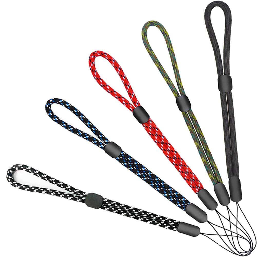 YOUOWO 5 Pack Adjustable Wrist Lanyards - Multi-Purpose Keychain for Keys, Car, Flashlight, Phone & Pen (Black, Red, Blue, Green, White&Black) - Perfect for Work, School, Travel and Outdoor Activities