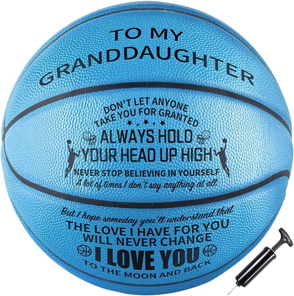 Personalized Engraved Basketball for Granddaughter - Custom Sports Gift for Birthday, Graduation & Back to School - Perfect for Outdoor Play, Training & Memorable Keepsakes - Blue