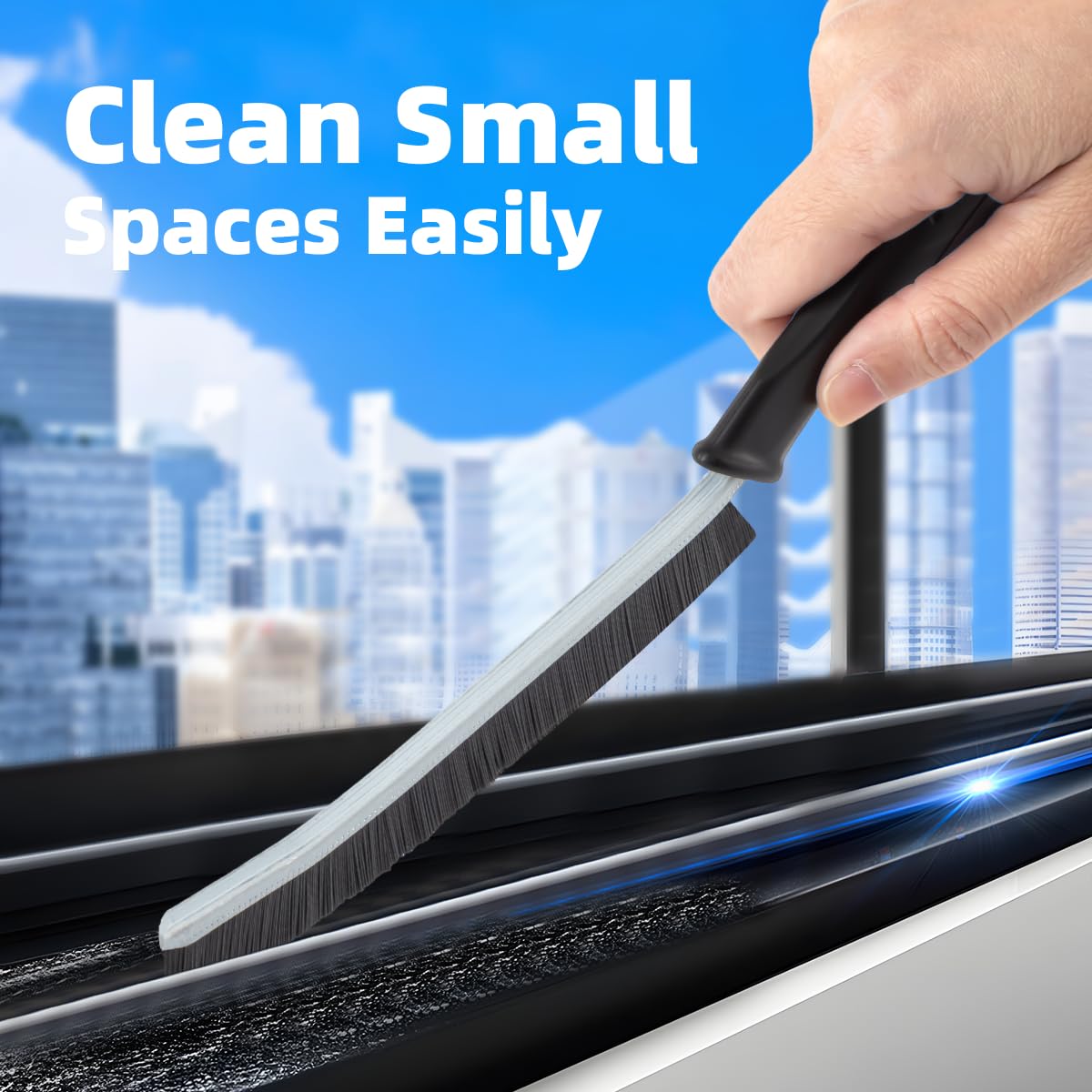 3-Pack Water Bottle Cleaning Brushes with Long Handle - Small Gap Cleaner for Tight Spaces, Cups, Keyboards, Dishes, Wine Bottles & Kitchen Sinks - Perfect for Home, Office & Travel Use (Grey Handles)