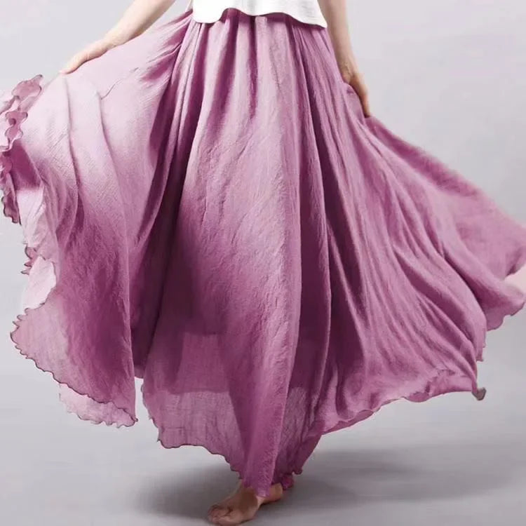 Stylish Women's Cotton Linen Maxi Skirt - Y2K Elegant Boho Long Skirt for Beach, Casual & Harajuku Fashion | Perfect for Summer Outfits, Vacations & Street Style