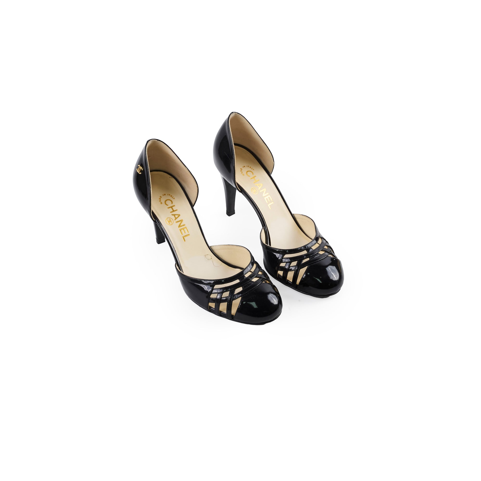 Chanel Patent Leather High Heels - Black Size 38 for Women | Luxury Designer Pumps for Evening Parties & Formal Events