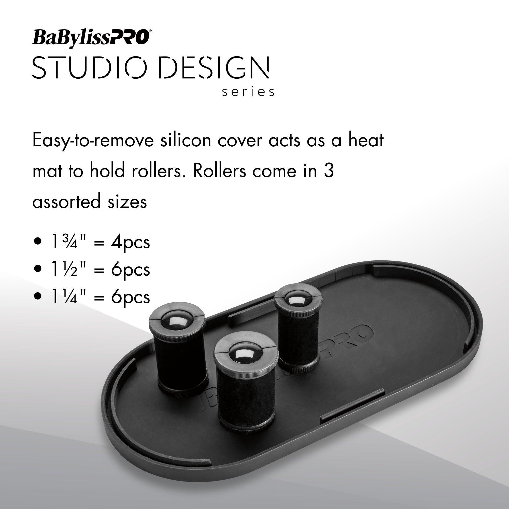 BabylissPRO Studio Design Series Standing Hot Rollers for Hair - 12 Heatable Rollers with Clips for Salon-Quality Curls & Volume - Perfect for Home Styling & Professional Use (Item BCISHRUC)