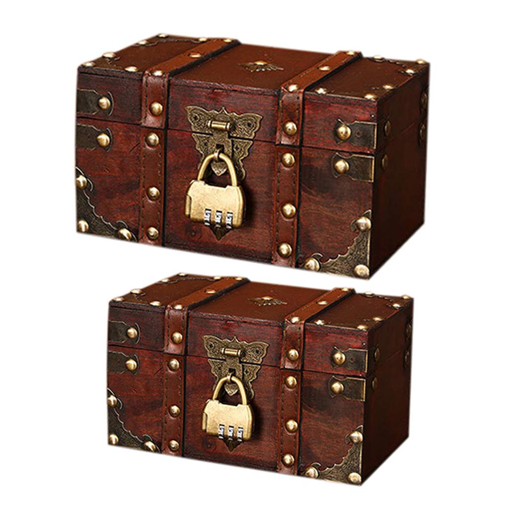 Vintage Wooden Treasure Chest with Lock - Antique Style Jewelry Storage Box, Retro Jewelry Organizer for Wardrobe, Dresser & Home Decor | Perfect for Jewelry, Keepsakes & Collectibles Display