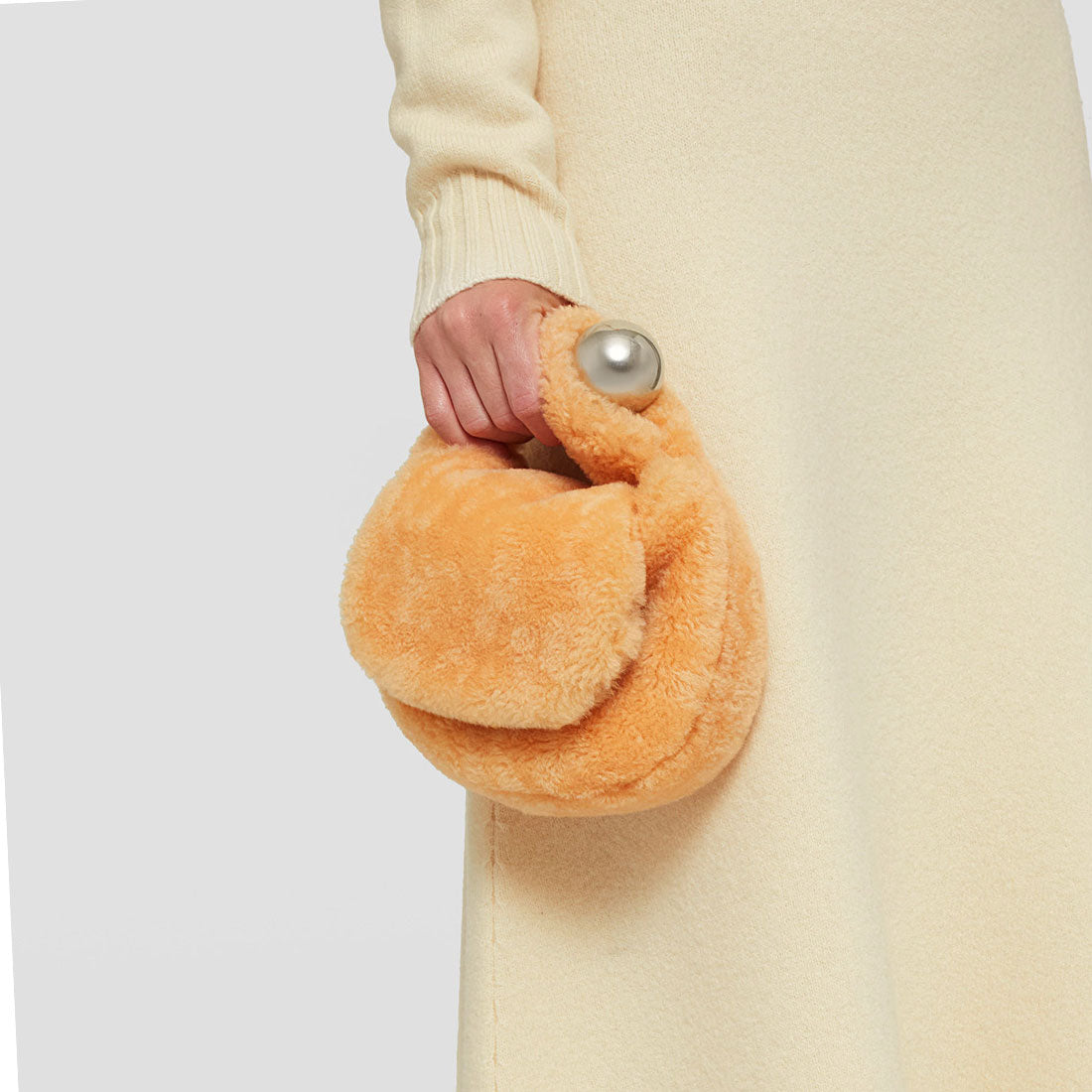 Sphere Pouch Shearling Handbag in Apricot - Soft Faux Fur Crossbody Bag for Women | Perfect for Casual Outings, Date Nights & Winter Fashion Accessories