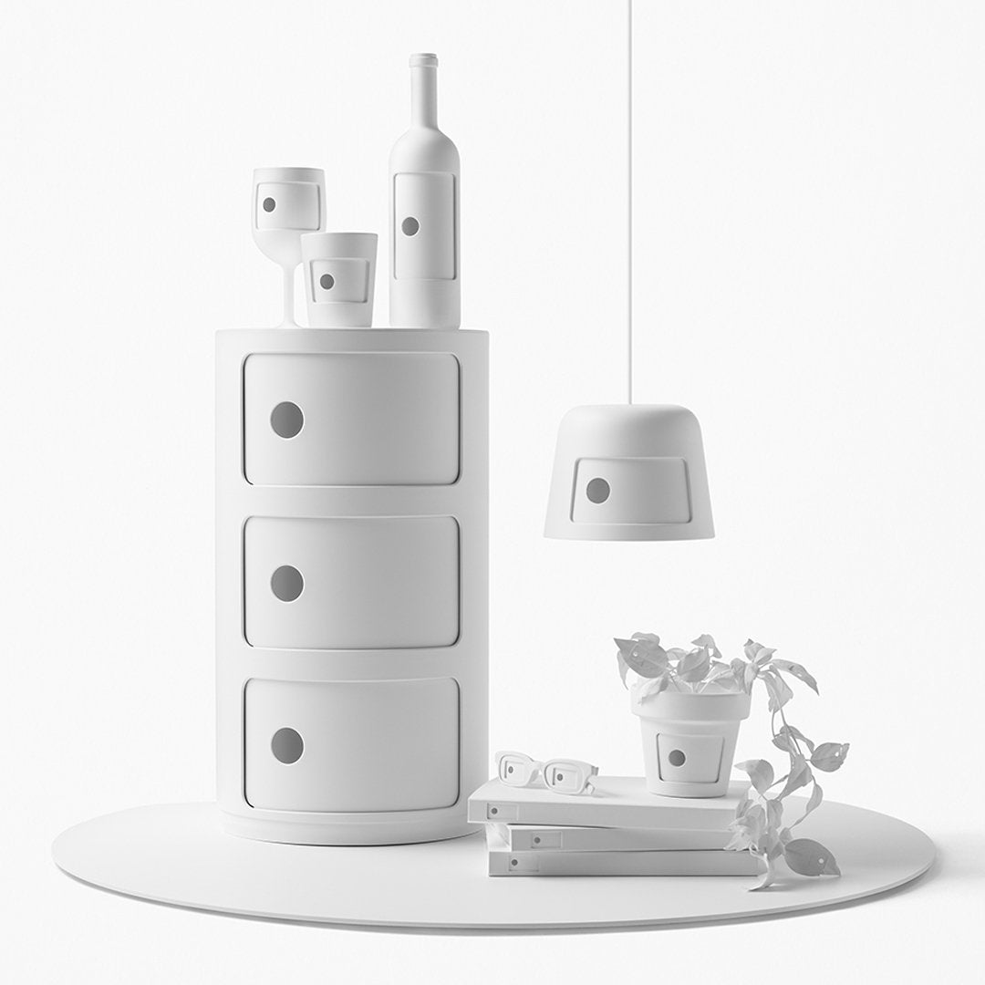 Componibili Round 3-Door Storage Tower - Modern Modular Organizer for Bedroom, Living Room & Office - Space-Saving Furniture Solution