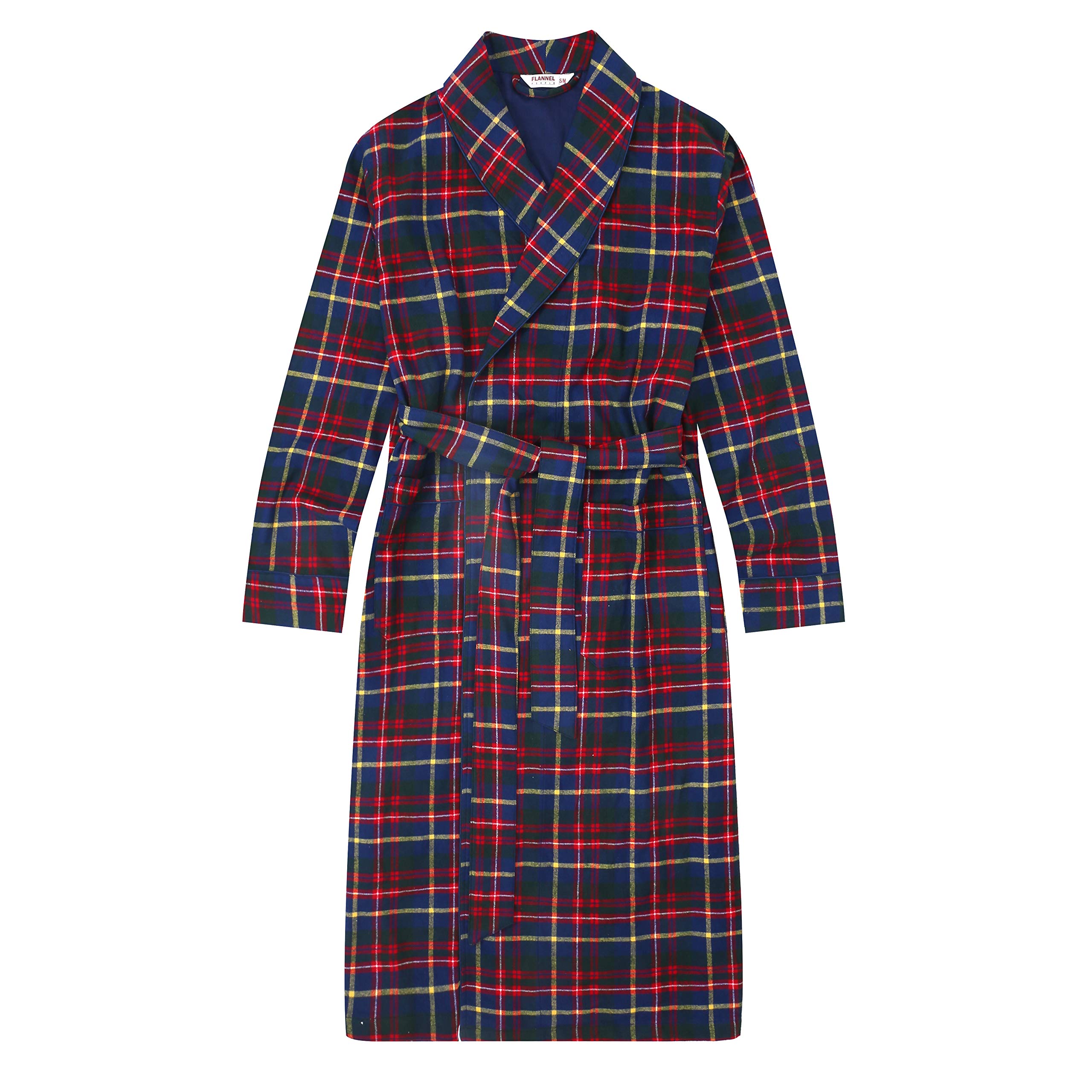 Men's 100% Cotton Flannel Robe - Soft & Cozy Bathrobe for Relaxation at Home, Spa Days & Lounging