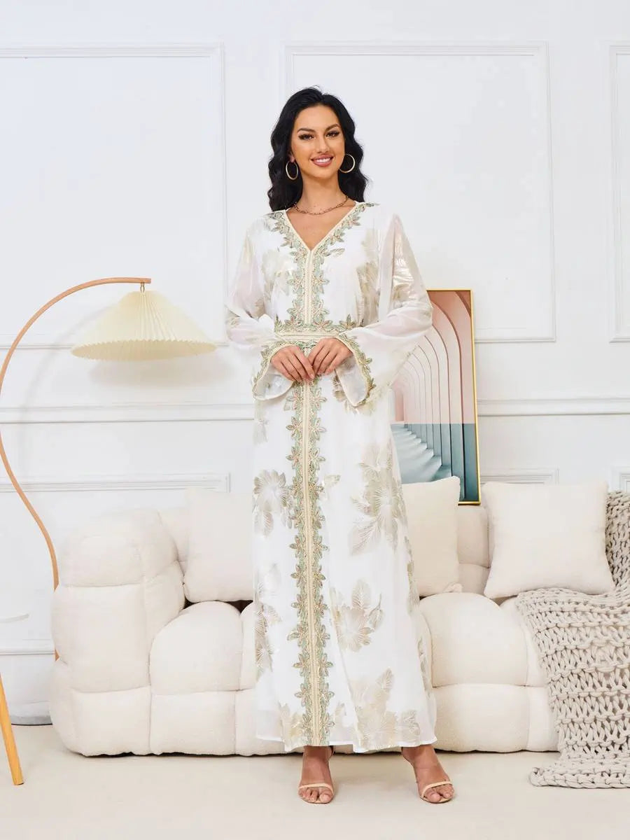 Elegant Eid Bronzing Caftan Dress for Women - Luxury Kaftan for Celebrations, Evening Parties & Special Occasions | Perfect for Weddings, Festivals & Holiday Gatherings | Style #25060