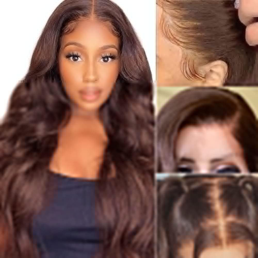 Azkiu 22 Inch Brown Body Wave Lace Front Wig - 150% Density Brazilian Virgin Human Hair with HD Transparent Lace & Pre-Plucked Baby Hair | Natural Look for Daily Wear, Cosplay & Special Occasions