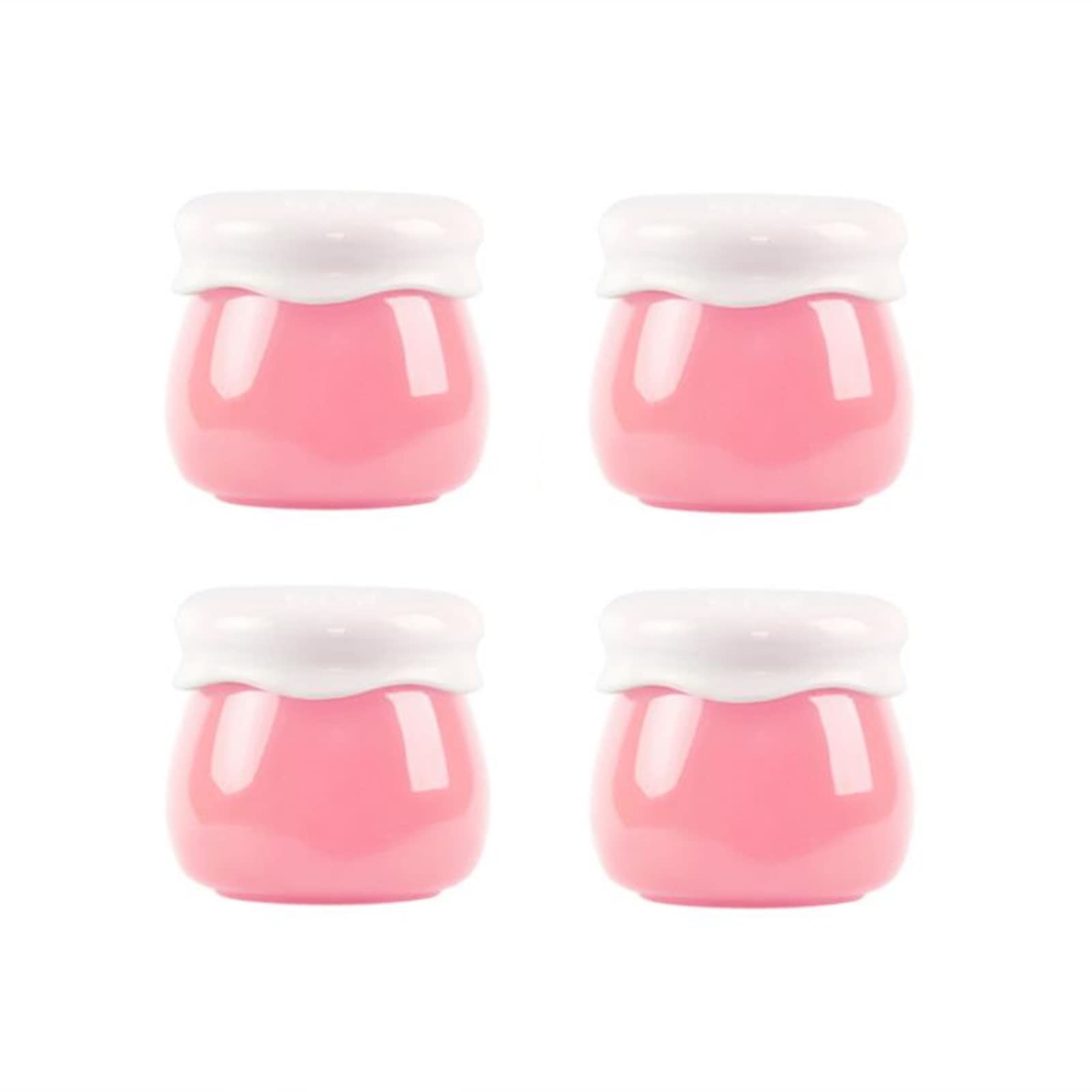 4 Pack Travel Size Refillable Acrylic Cream Jars with Lids - Leakproof Toiletry Containers for Face, Hand & Body Creams, Gels & Lotions | Perfect for Air Travel, Gym Bags & Cosmetic Organization (Pink)