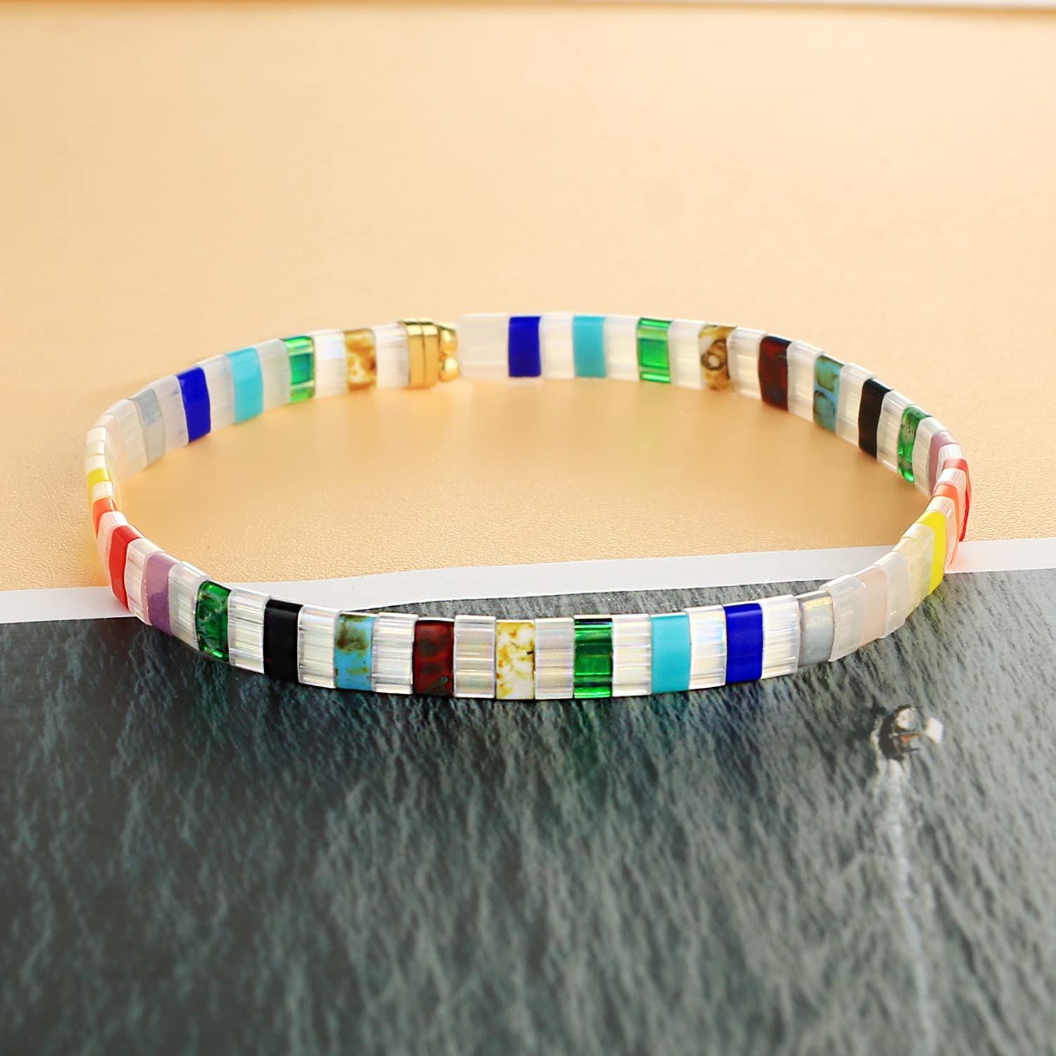 KELITCH Women's Flexible Stretch Bracelets - Handmade Boho Beaded Jewelry with Tila Miyuki Beads | Perfect Gift for Friends, Birthday, Anniversary & Festival Souvenirs | Yoga, Beach, Party & Everyday Wear