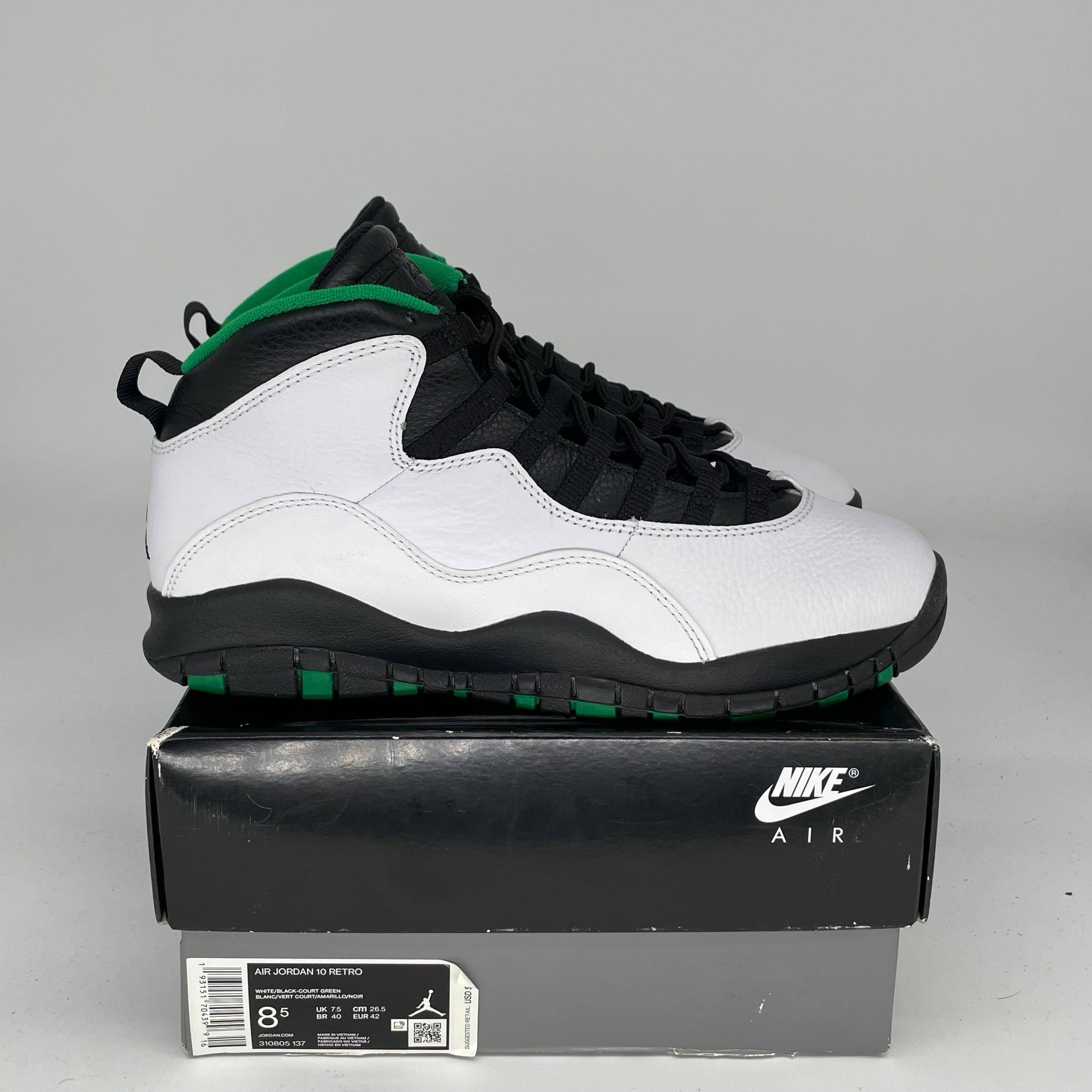 AIR JORDAN 10 SEATTLE Men's Basketball Shoes Size 8.5 - Retro Sneakers 310805-137 for Streetwear & Casual Outfits