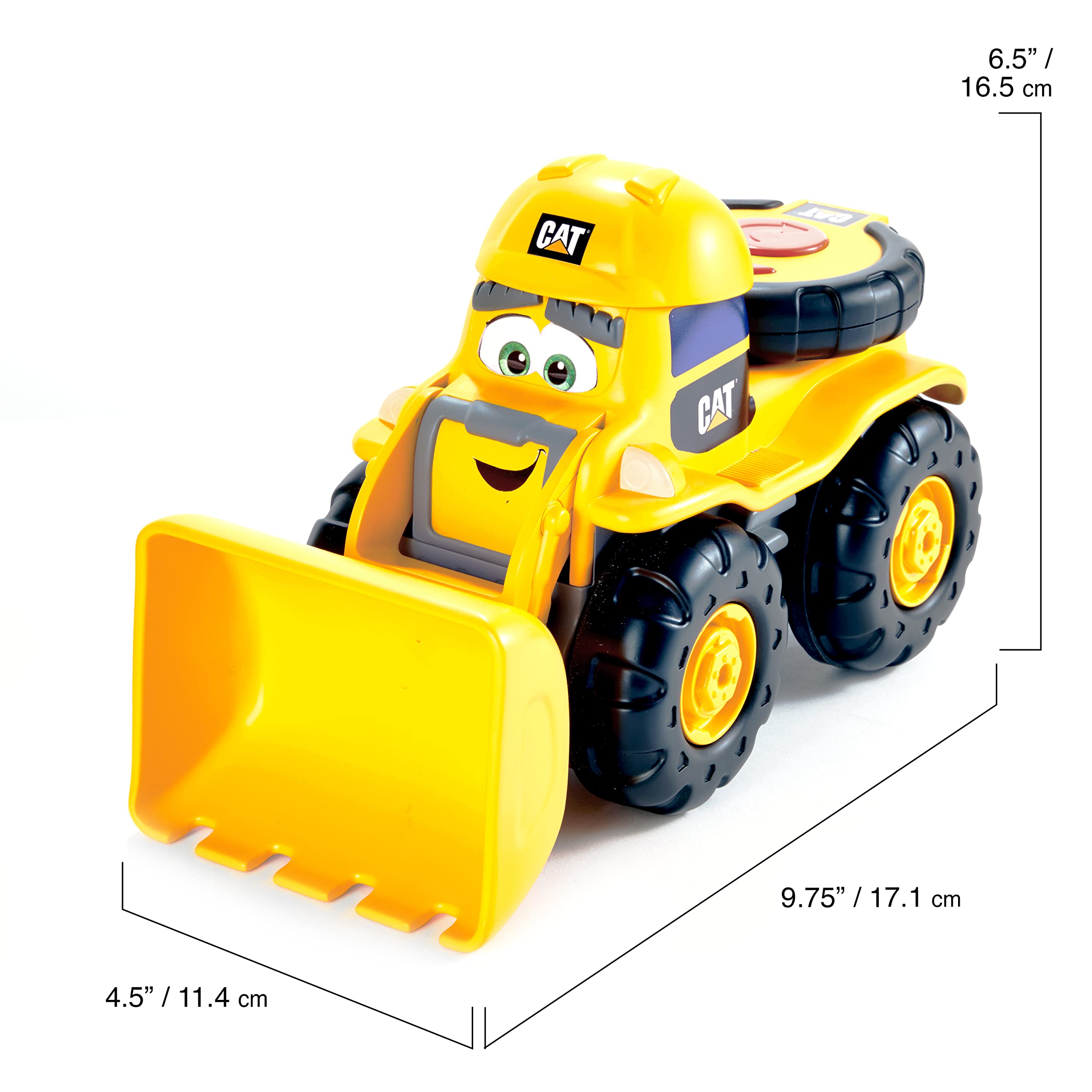 CAT Construction Toy RC Remote Control Loader Truck - 10.5 Inch Heavy Duty Construction Vehicle with Child-Friendly Controller, Stowable Remote & Working Headlights (Batteries Included) - Perfect for Kids' Indoor Play & Construction-Themed Birthday Gifts