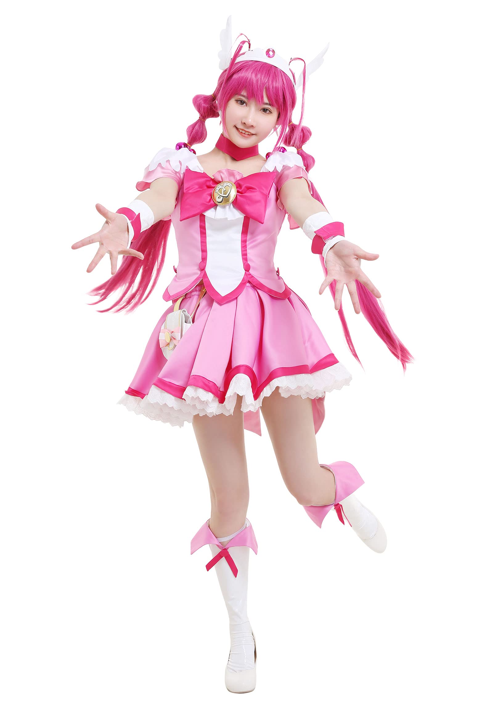 Miccostumes Women's Anime Cure Happy Cosplay Costume - Full Battlesuit Outfit with Waist Bag & Accessories Set | Perfect for Comic Con, Halloween, Cosplay Events & Anime Conventions