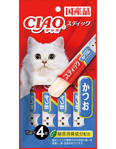 Premium Ciao Stick Tuna (Katsuo) in Jelly Cat Treats - 15g (4pc Pack) - High-Protein Snacks for Indoor & Outdoor Cats - Perfect for Training, Rewards and Bonding Time