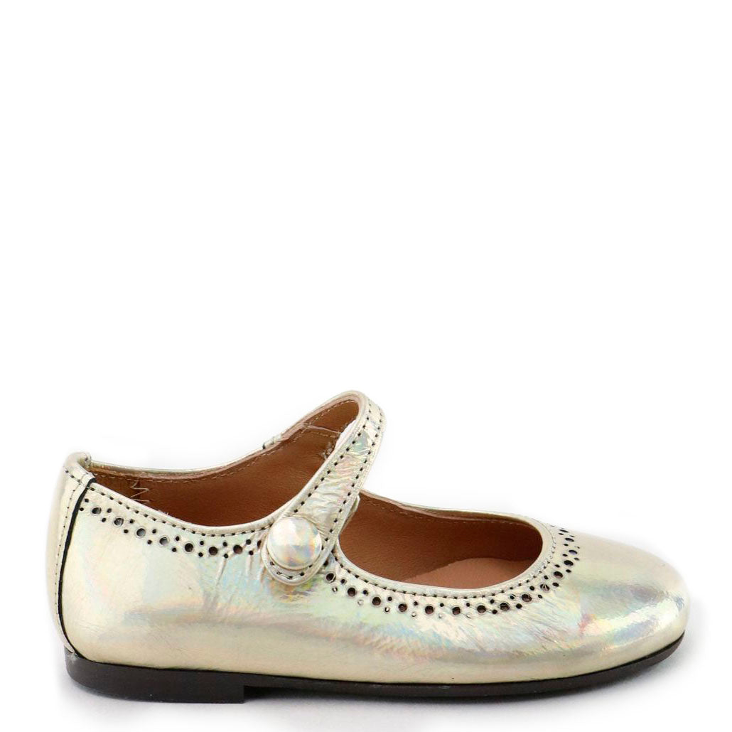 Papanatas Gold Iridescent Mary Jane Shoes for Women - Shimmering Metallic Dress Pumps for Parties, Weddings & Special Occasions