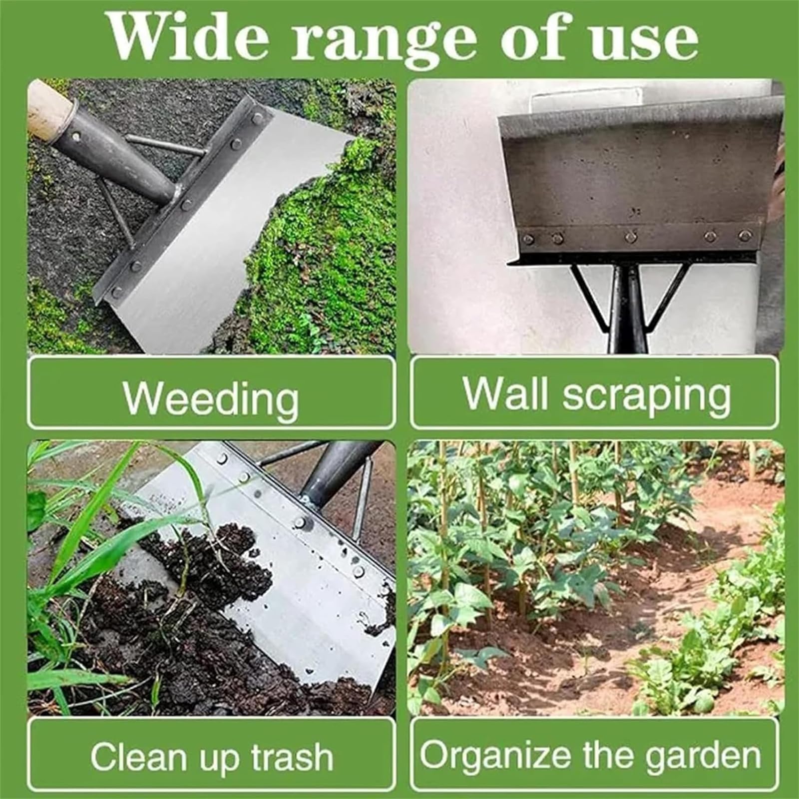 Multifunctional Garden Shovel - Weed Scraper Tool with Long Handle (9.84in) for Yard Cleaning
