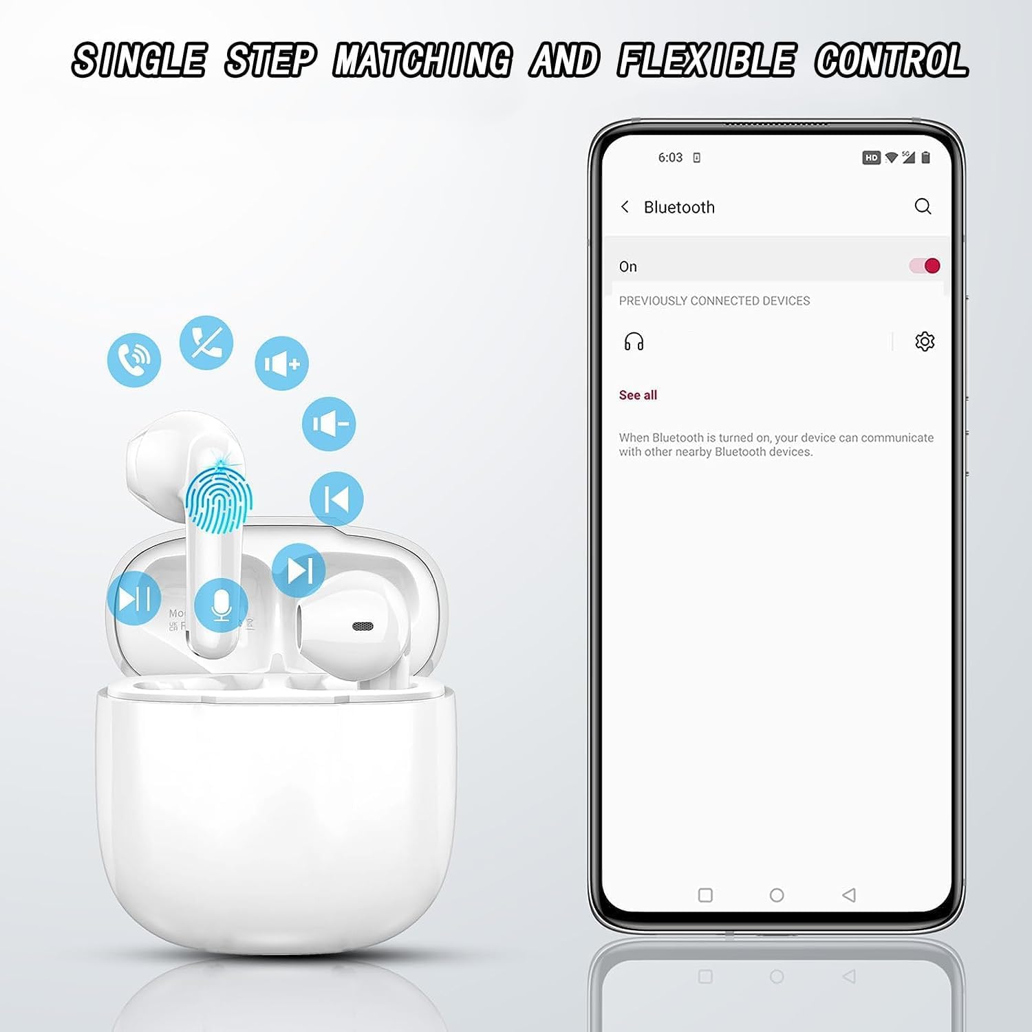 Wireless Earbuds Bluetooth 5.3 - Lightweight In-Ear Headphones with IP7 Waterproof, 40H Playtime & 4 Built-in Mics for Crystal Clear Calls - Perfect for Running, Workouts, Gym, Office & Travel