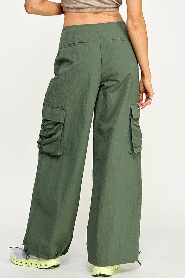 Perry Parachute Pants for Men - Olive Green Tactical Cargo Pants with Multiple Pockets | Perfect for Hiking, Outdoor Adventures & Military Style
