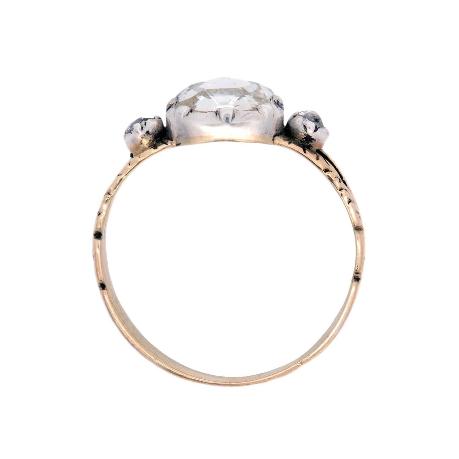 15K Gold & Sterling Silver 1.10ctw Rose Cut Diamond Engagement Ring - Vintage Inspired Wedding Band for Women, Perfect for Proposals & Anniversary Gifts