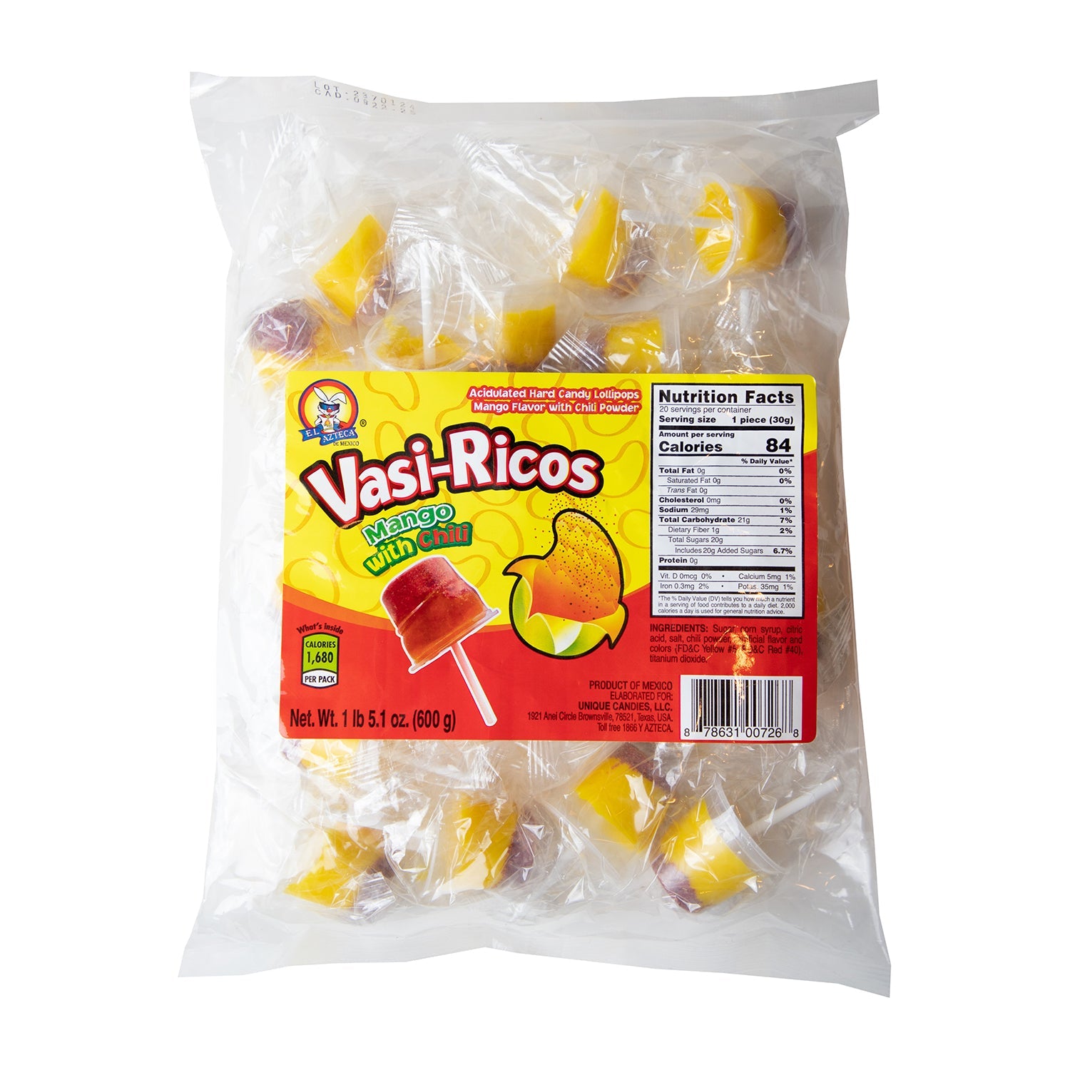 Azteca Vasi Rico Mango Slices 12ct Bag | Dried Mango Snacks for Kids & Adults | Perfect for Lunchboxes, Hiking & Office Snacks