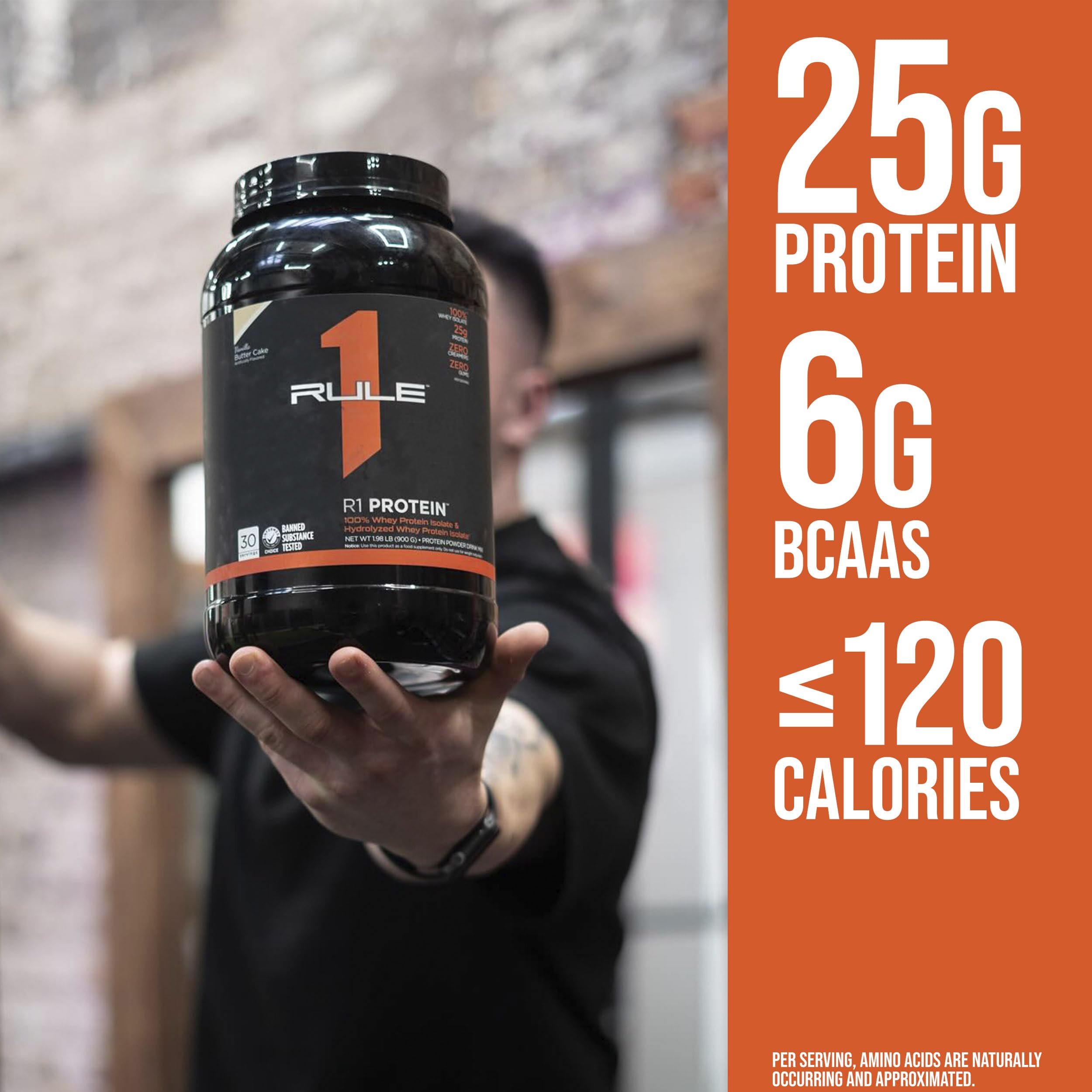 Rule One Proteins R1 Protein Powder - 25g Fast-Acting, Super-Pure 100% Whey Isolate & Hydrolysate with 6g BCAAs (2lb, Orange Dreamsicle Flavor) for Post-Workout Recovery & Muscle Growth