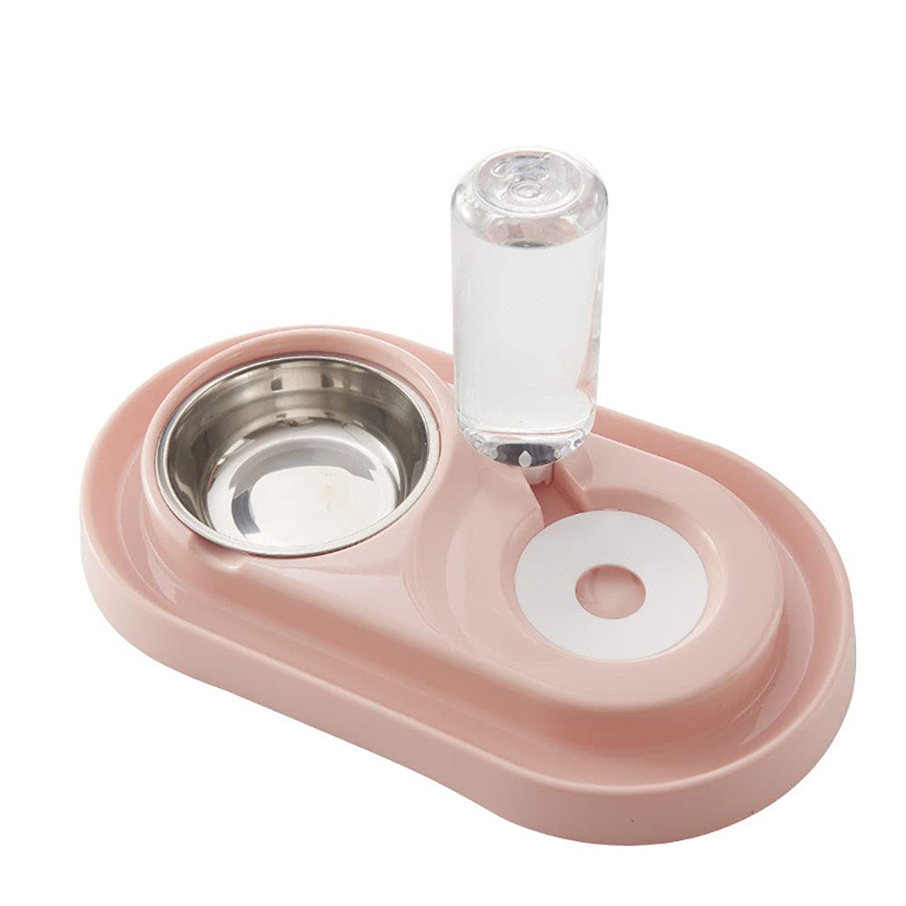Elevated Double Pet Bowls with Automatic Water Dispenser - Detachable Stainless Steel No-Spill Dog & Cat Feeder for Small/Medium Pets - Perfect for Home, Travel, and Outdoor Use with Puppies, Kittens & Rabbits