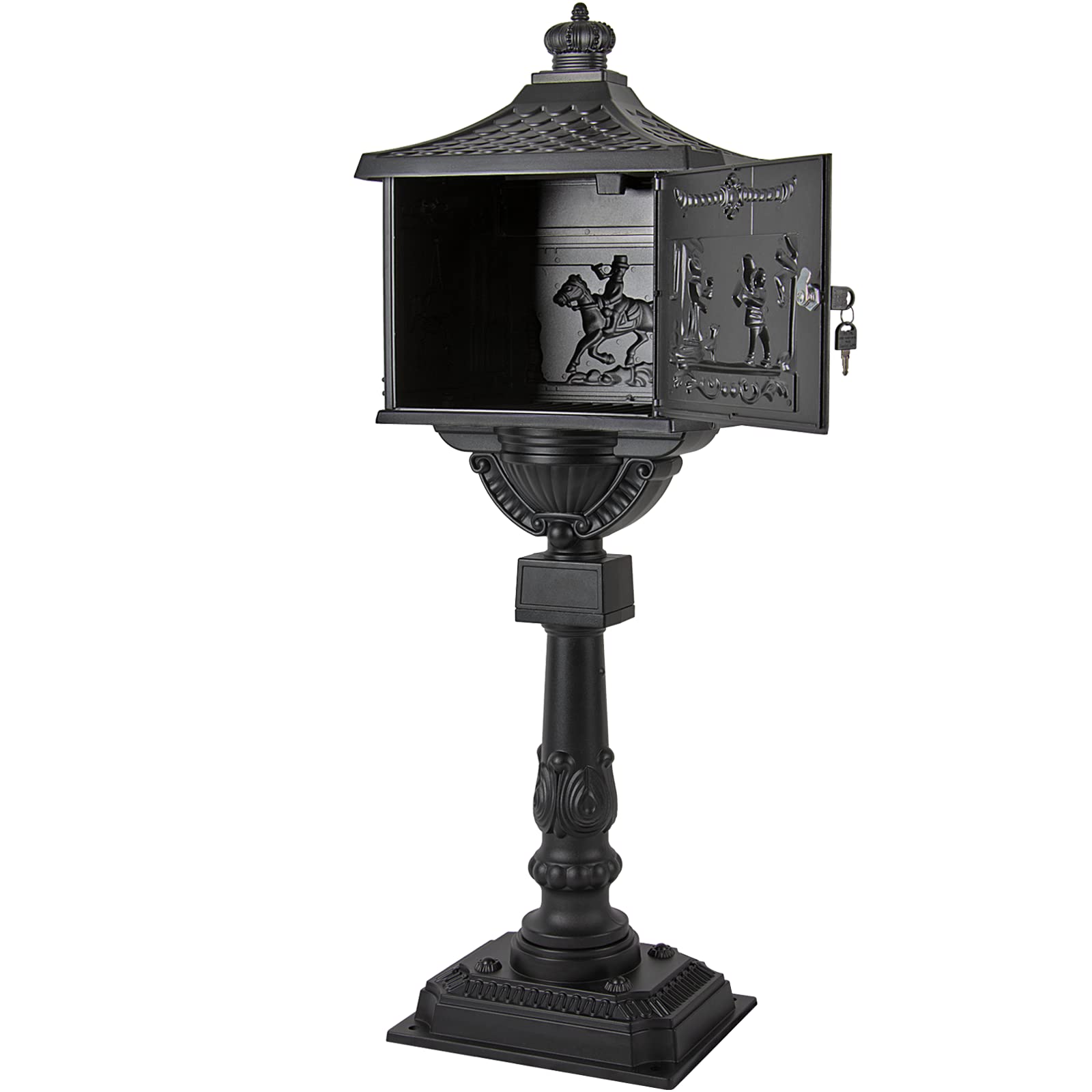 Polar Aurora Heavy Duty Cast Aluminum Mailbox - Black Secure Postal Box for Home & Business | Weatherproof & Durable Outdoor Mail Solution