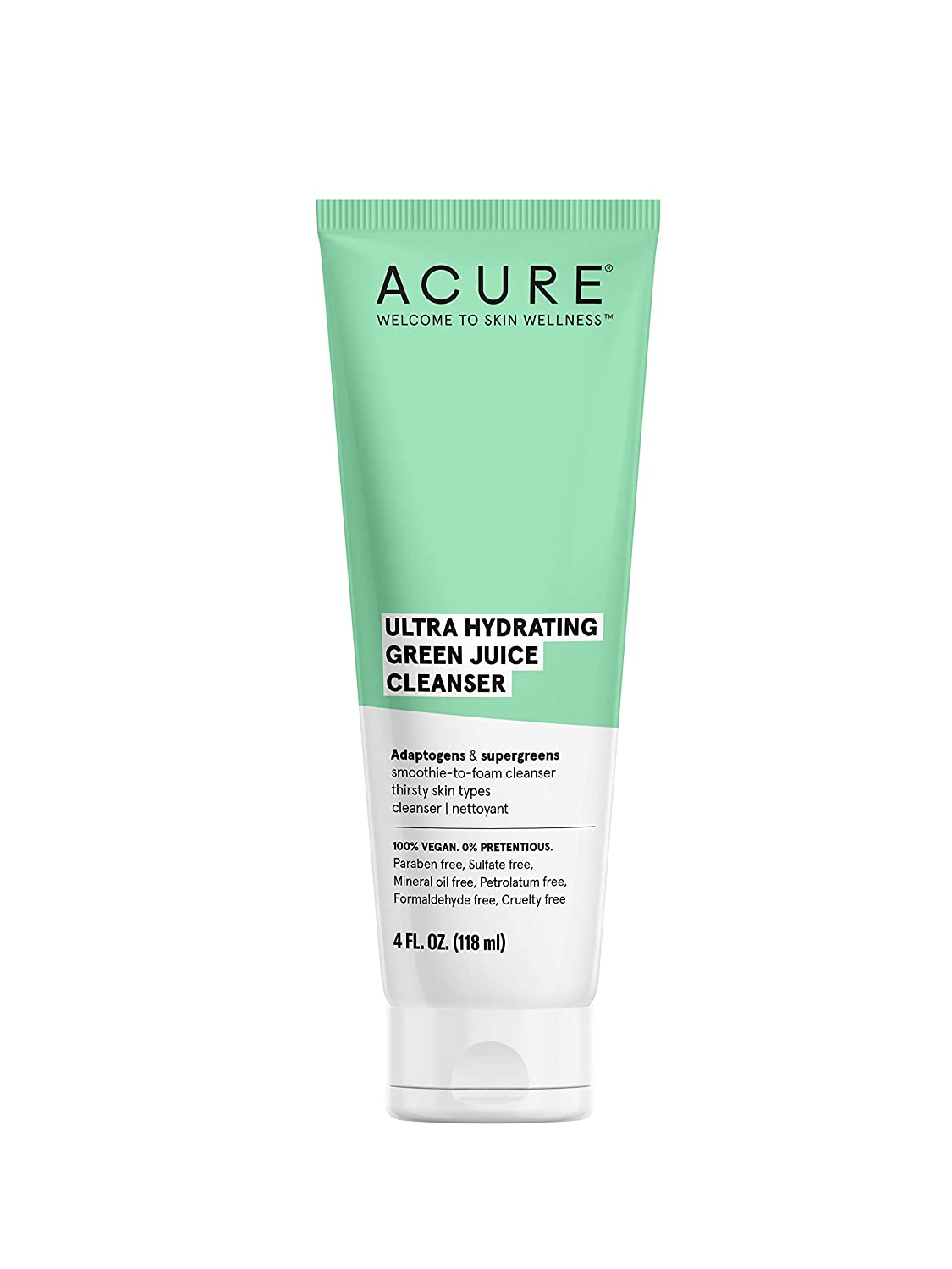 Acure Ultra Hydrating Green Juice Cleanser - Organic Facial Cleanser for Dry Skin | Vegan, Cruelty-Free | Perfect for Morning & Night Skincare Routine