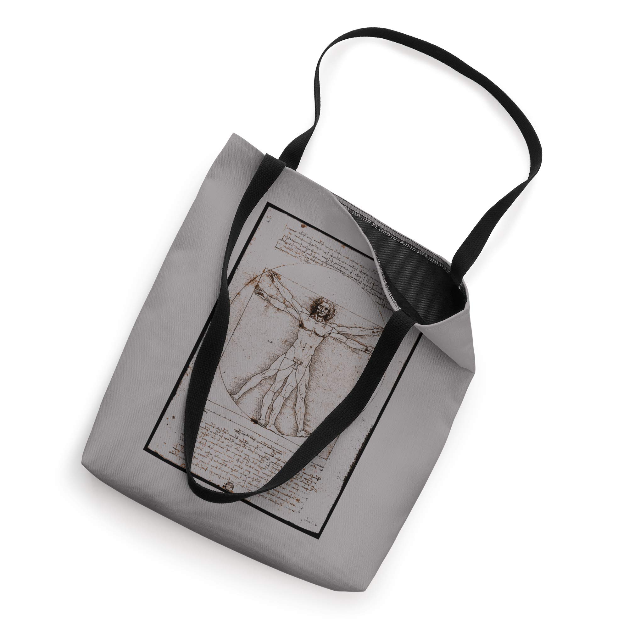 The Vitruvian Man by Leonardo da Vinci - Premium Original Tote Bag for Art Lovers, School & Shopping - Durable Canvas Reusable Grocery Bag