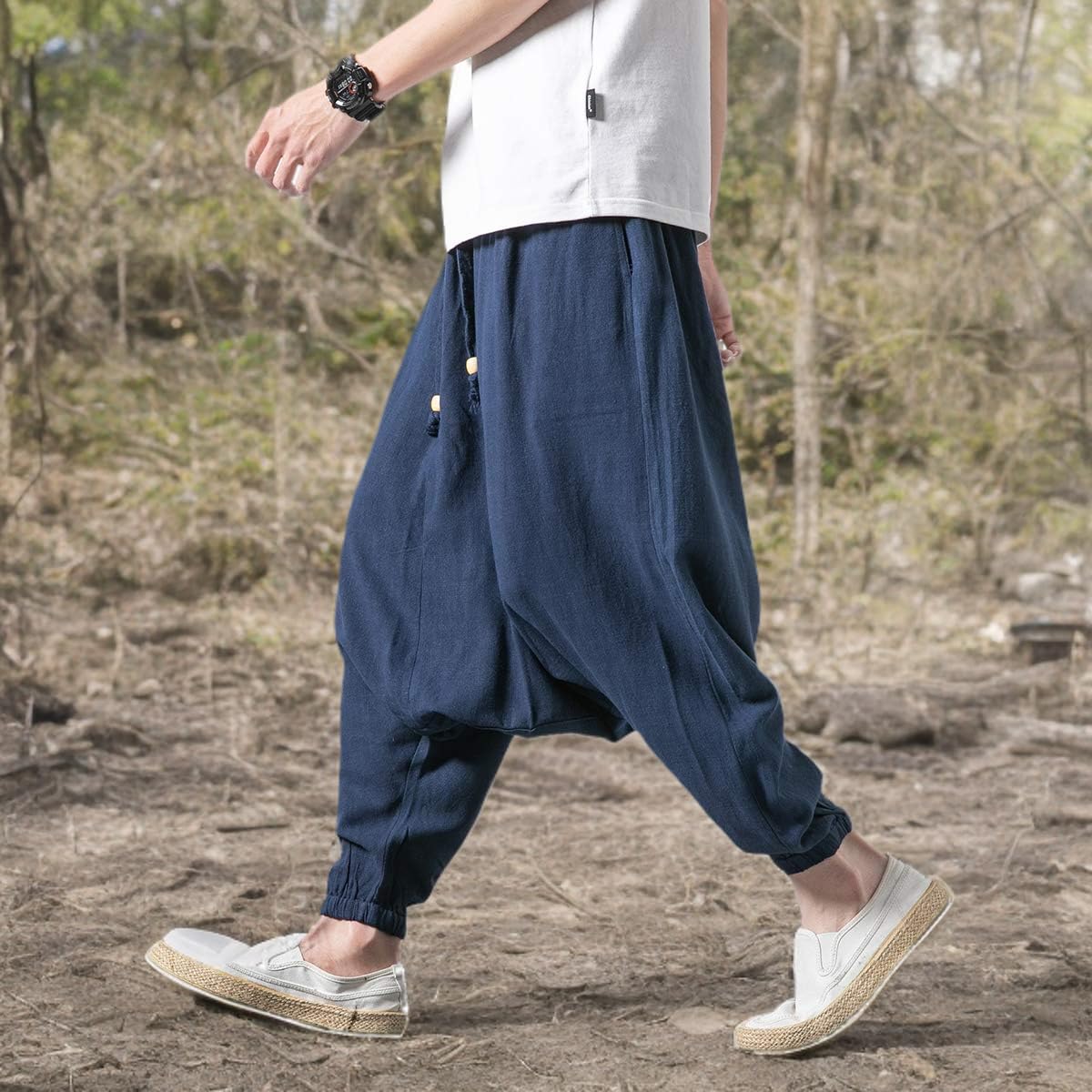 Seidarise Men's Harem Pants - Drop Crotch Lounge Pants & Plus Size Genie Yoga Joggers for Comfortable Workout, Meditation and Casual Wear